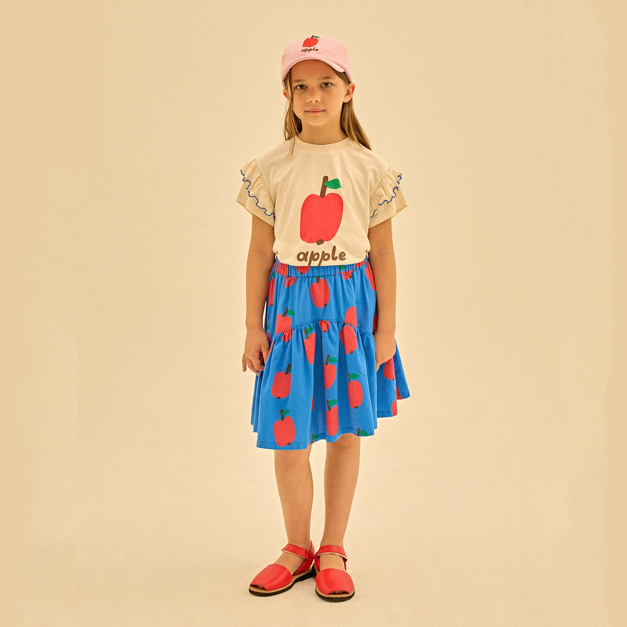 Girls Ivory Printed Cotton T-Shirt