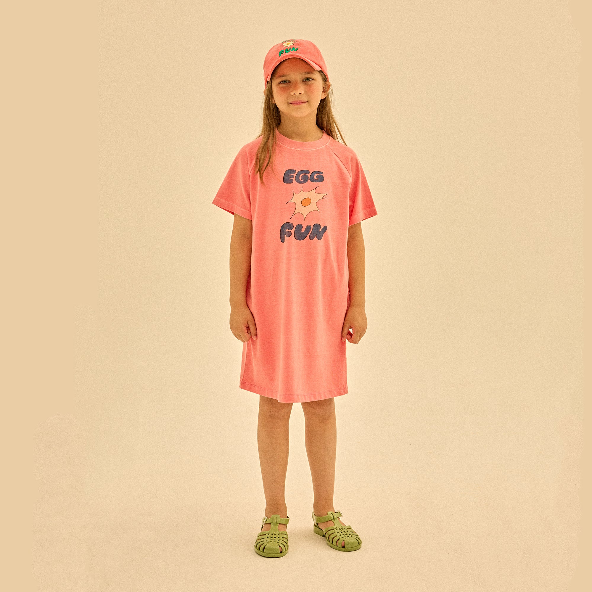 Girls Pink Printed Cotton Dress