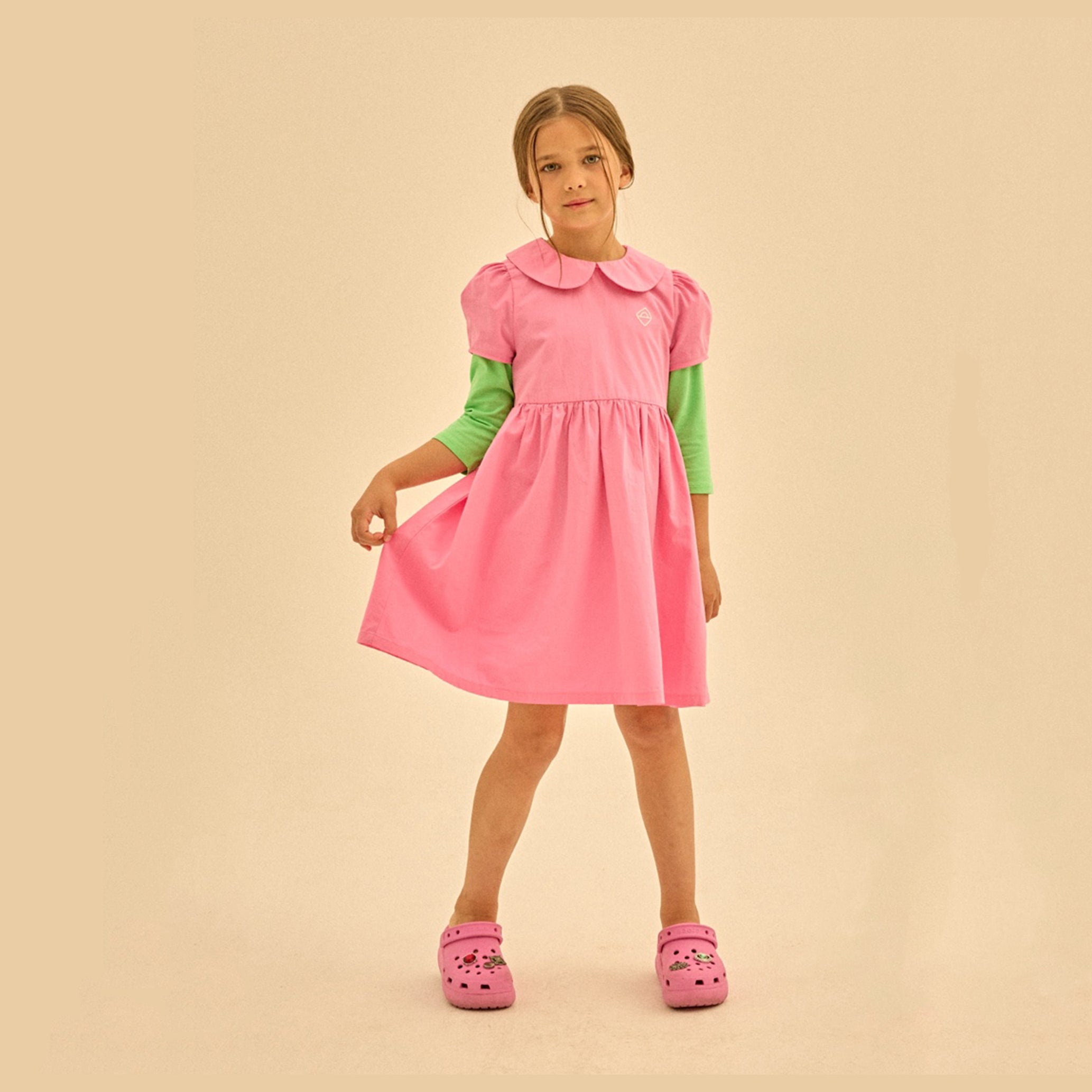 Girls Pink Logo Cotton Dress