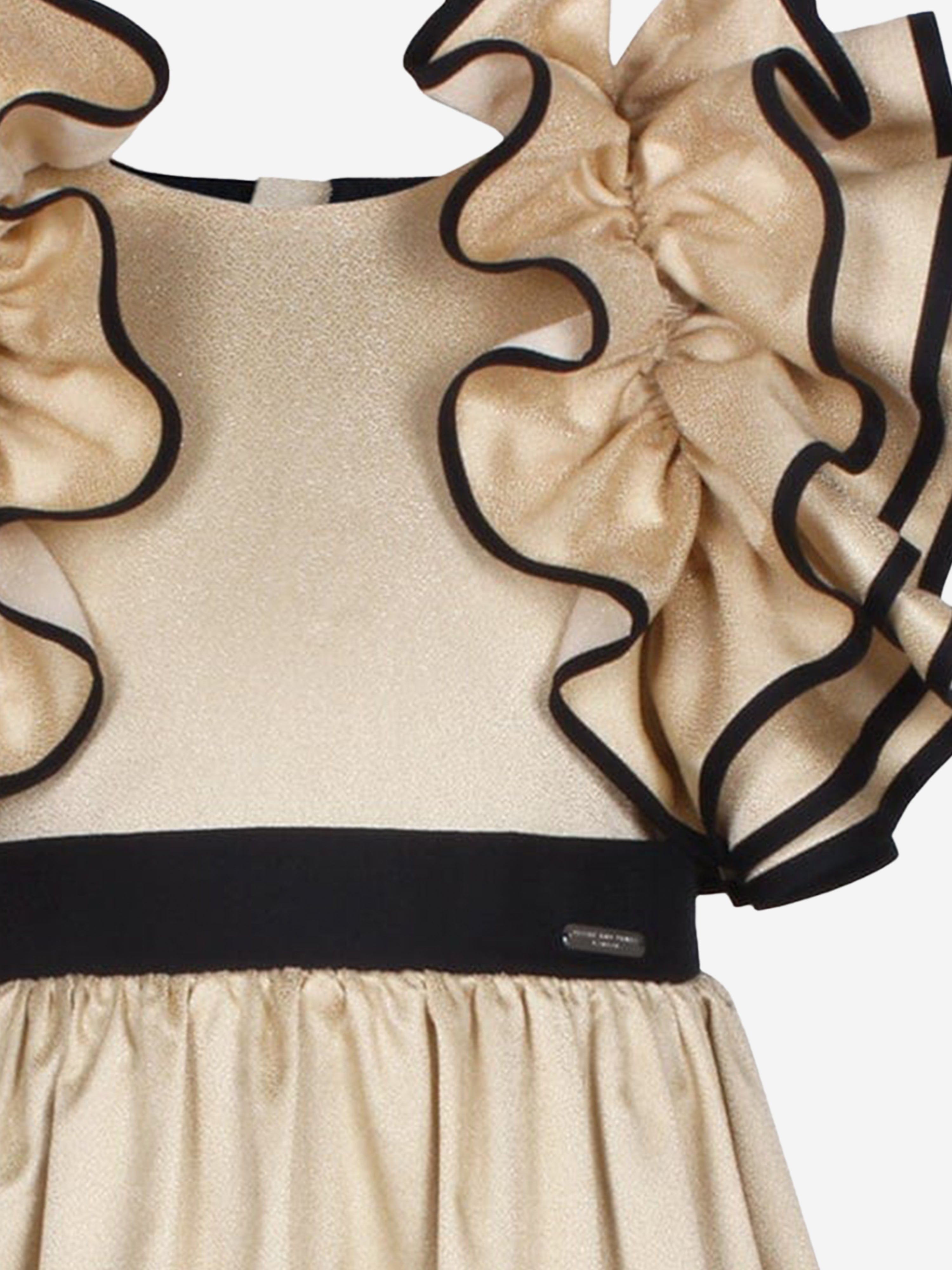 Girls Orangey Sparkle Dress in Gold