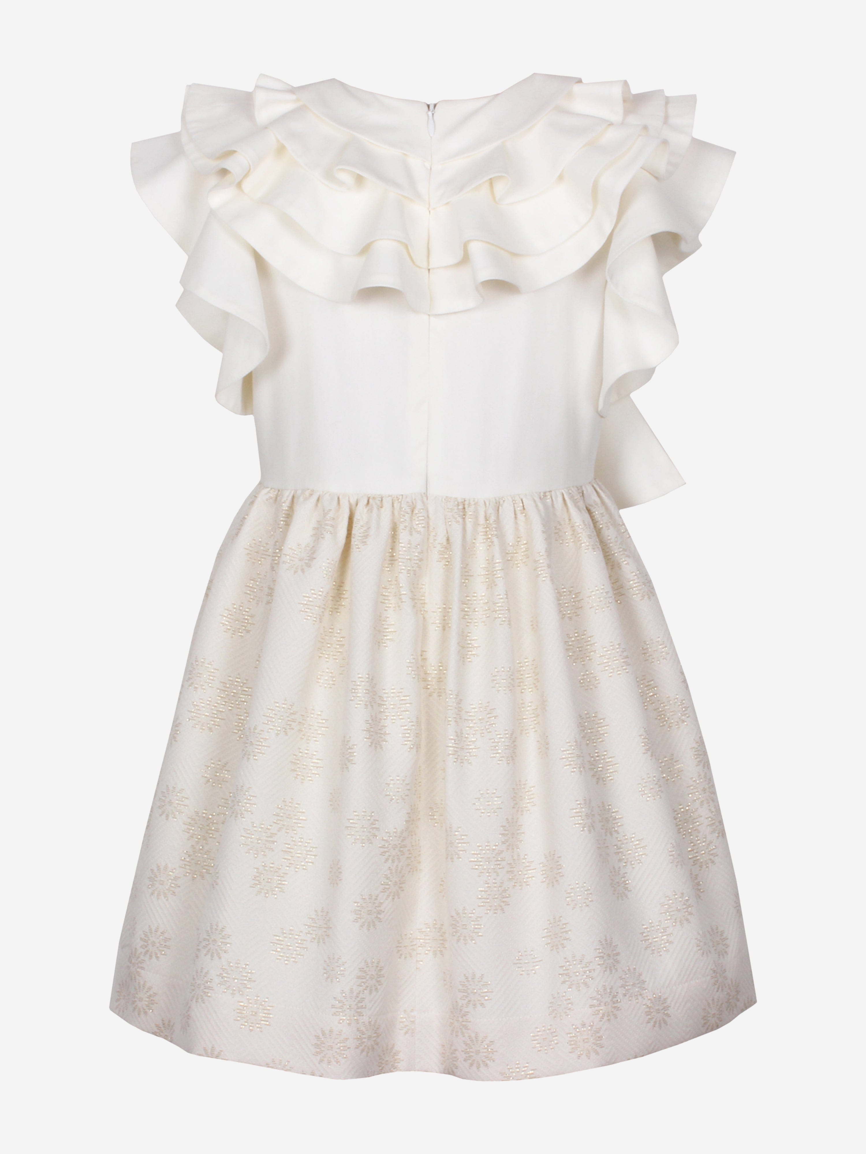 Girls Glissage Daisy Jacquard Dress in Gold