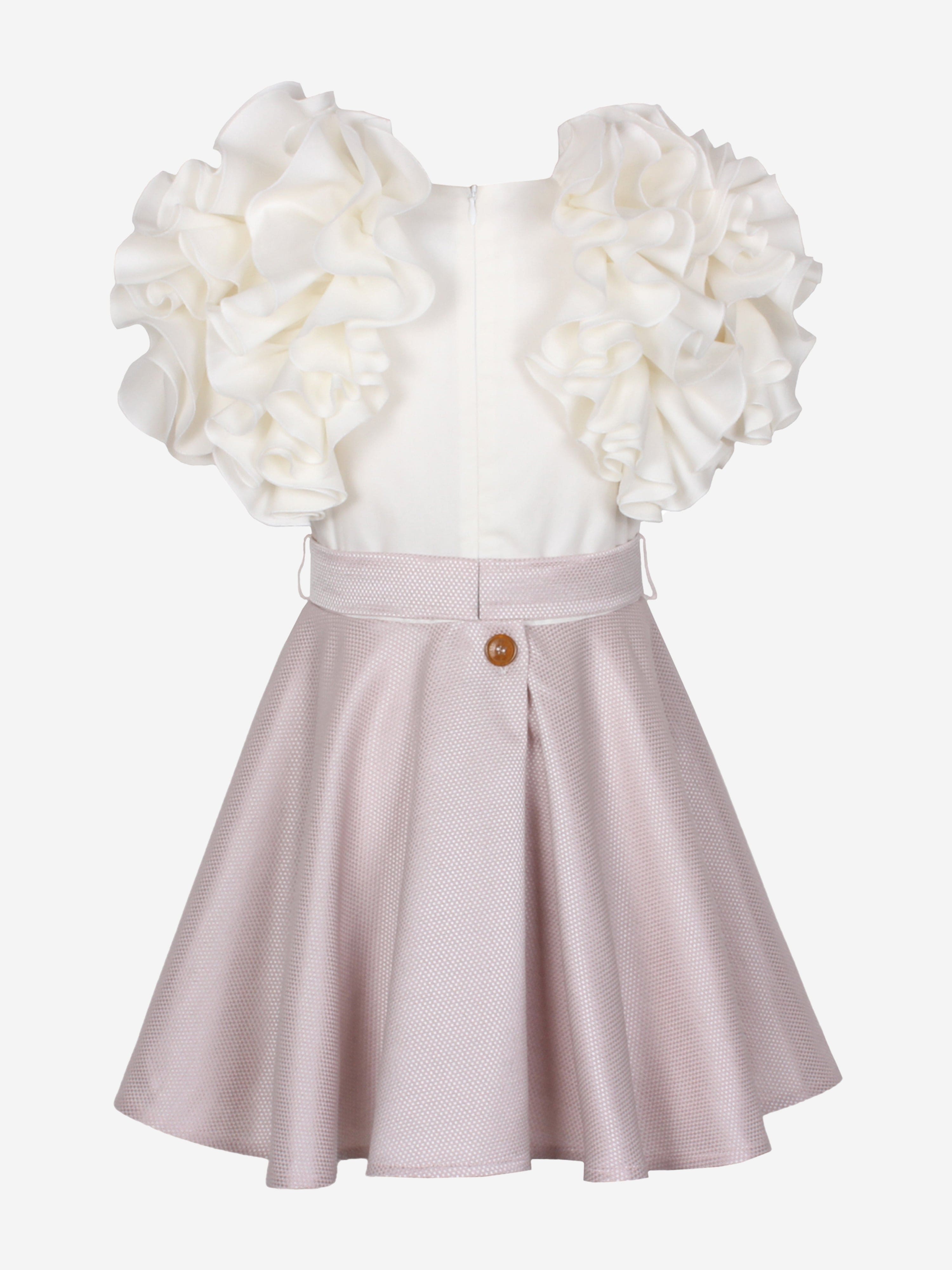 Girls Aria Jacquard Dress in Pink