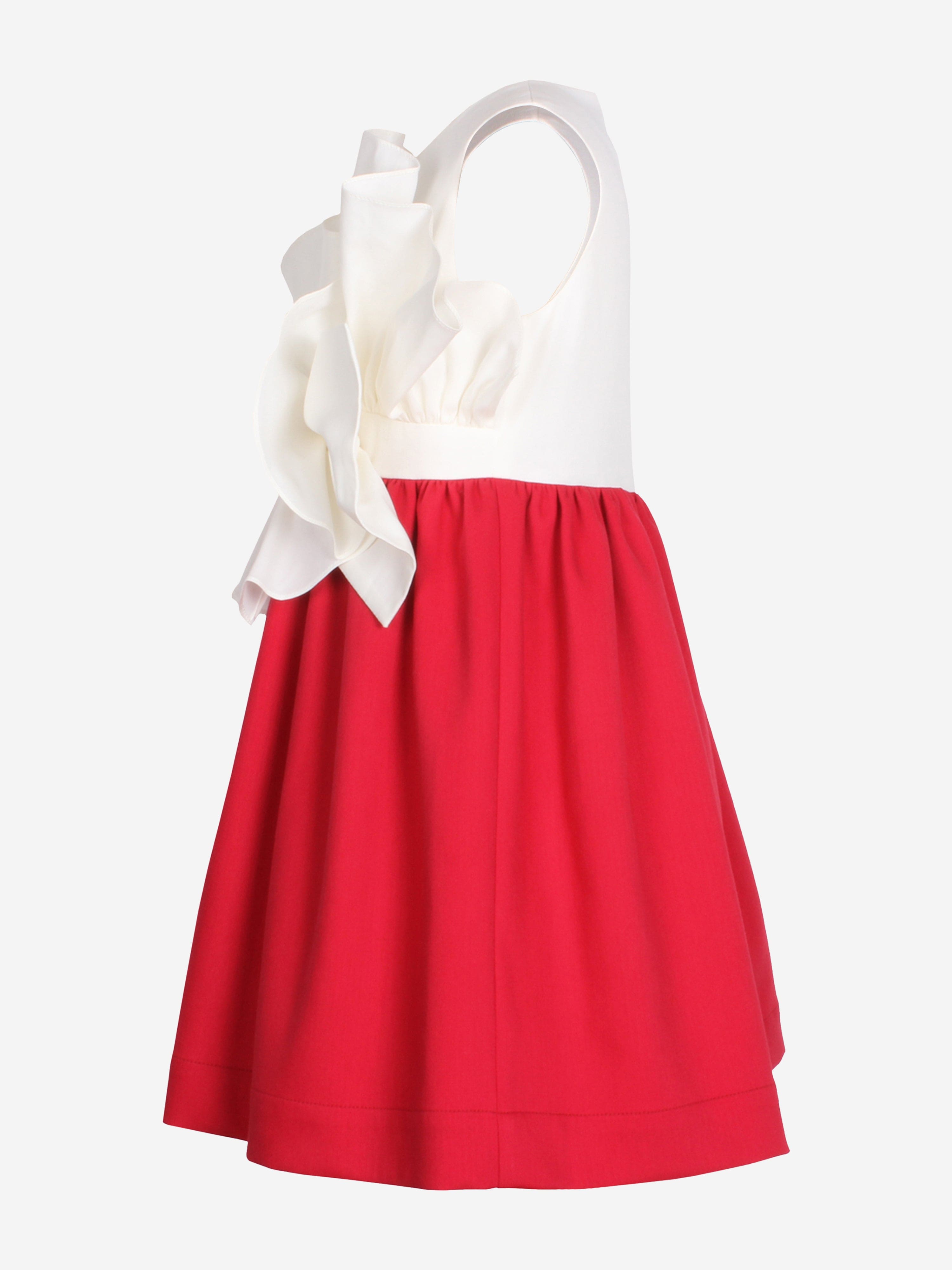 Jessie And James Girls Out Of The Blue Fan Bow Ruffle Dress in Red