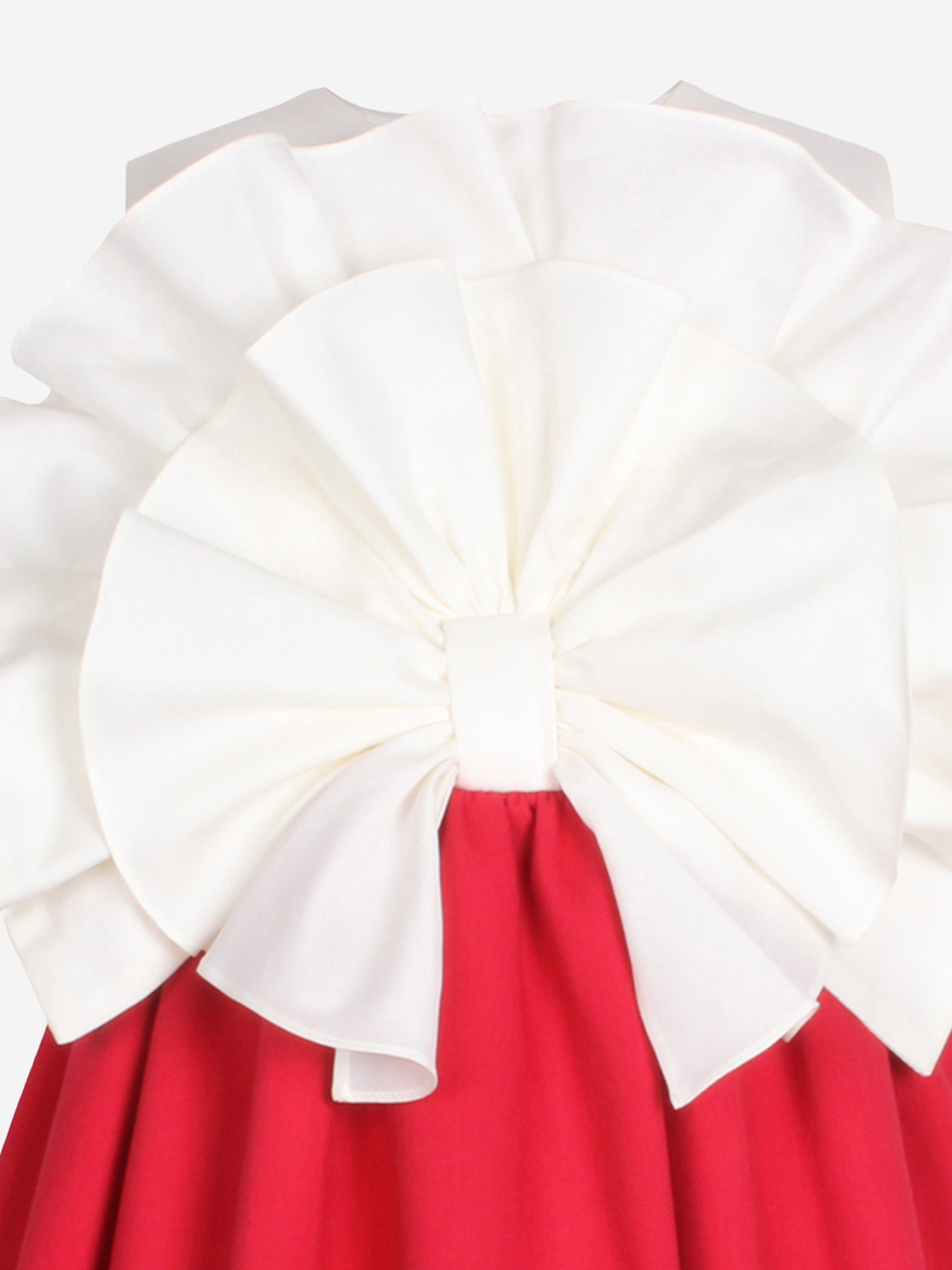 Jessie And James Girls Out Of The Blue Fan Bow Ruffle Dress in Red