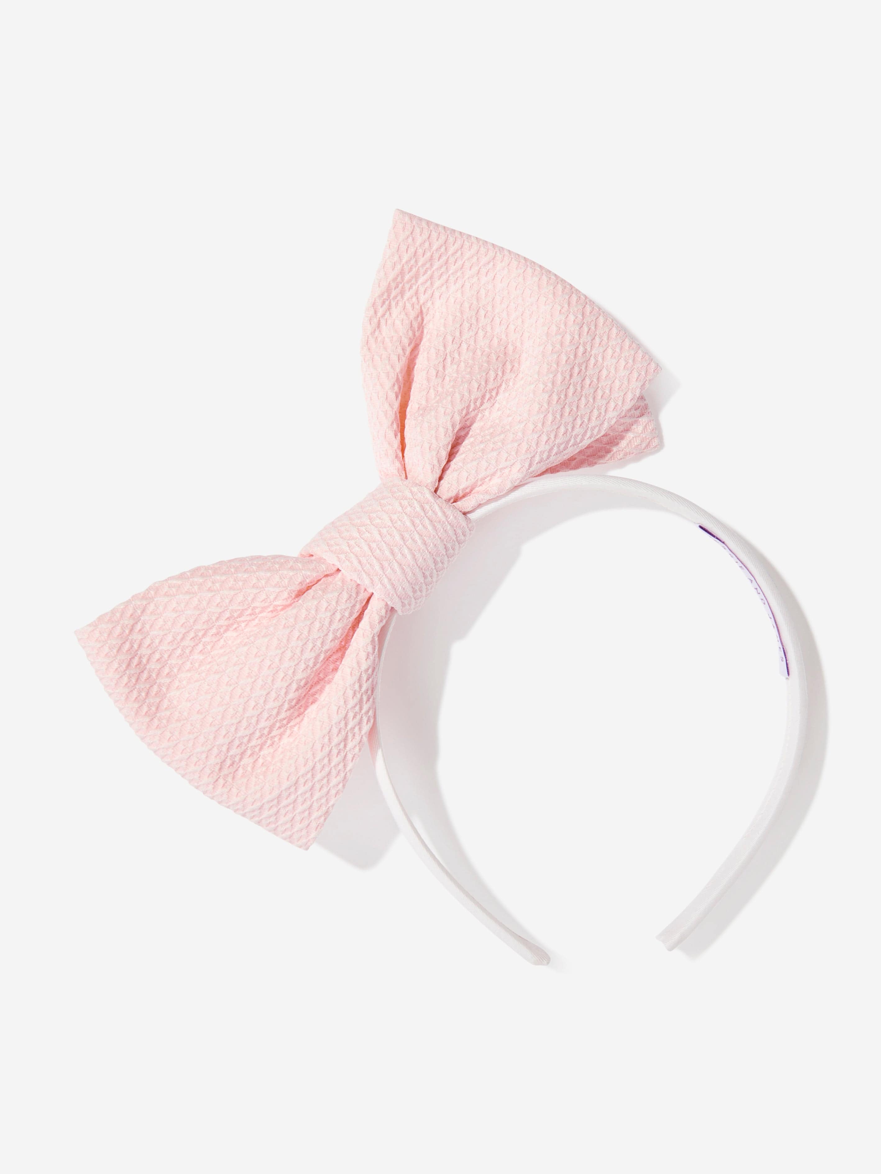 Girls Origami Dotty Jacquard Bow Headband in Pink
