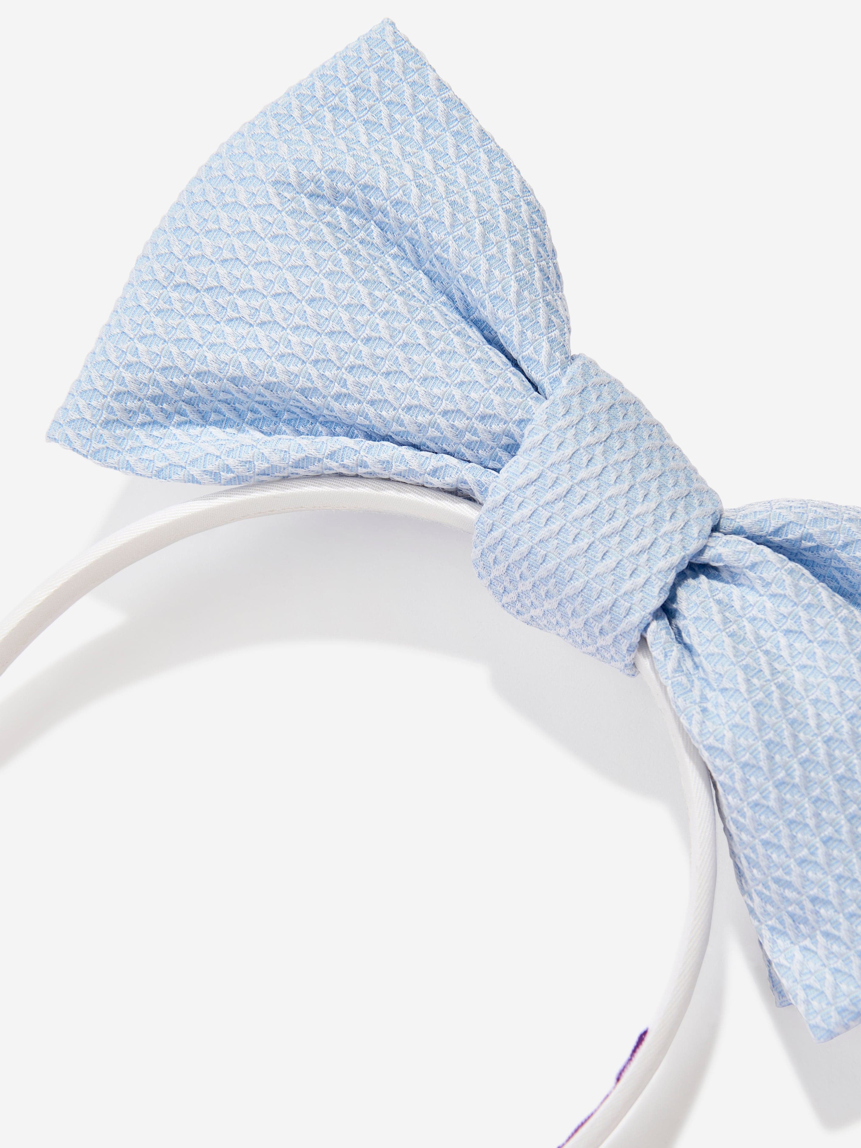 Girls Origami Dotty Jacquard Bow Headband in Blue