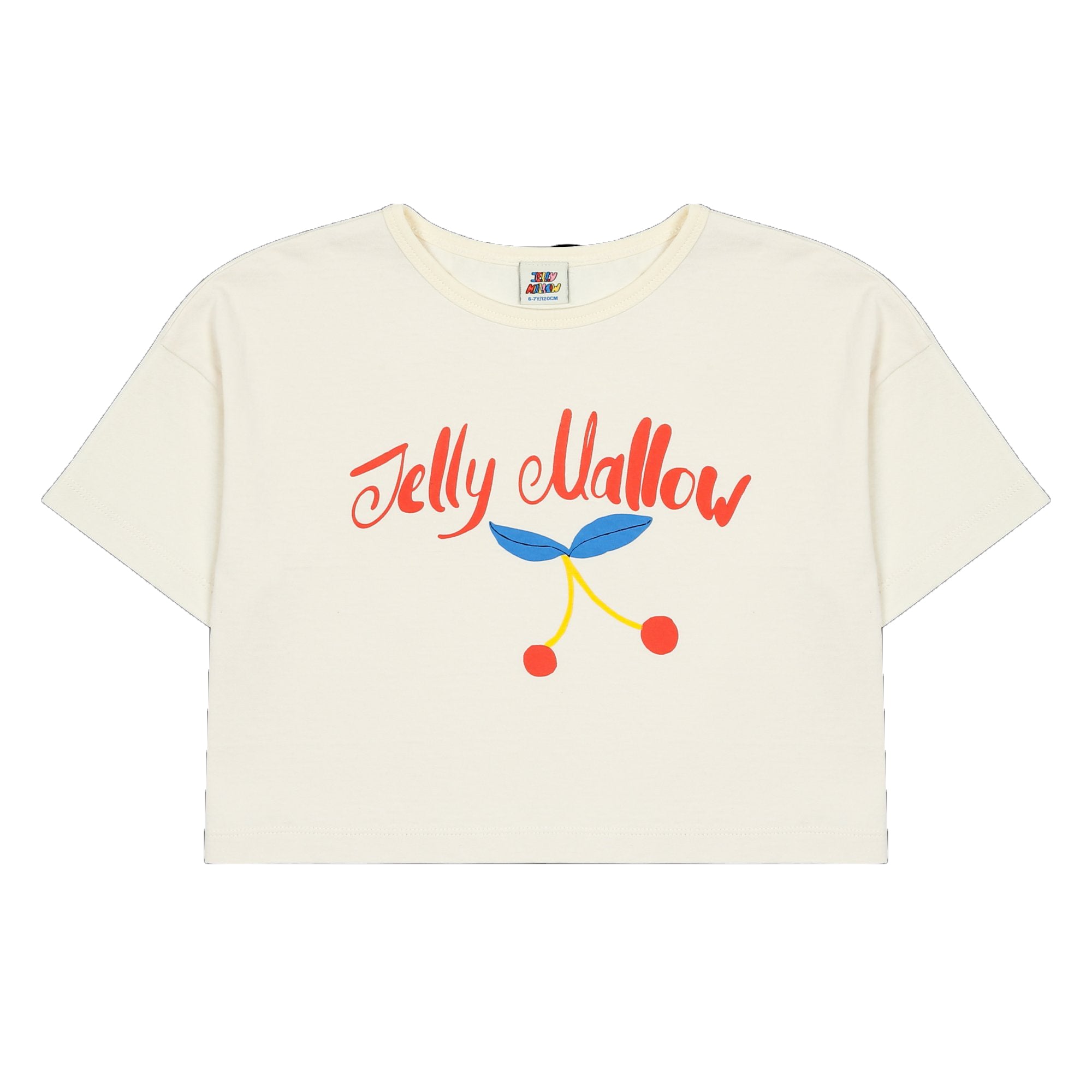 Girls Ivory Printed Logo Cotton T-Shirt