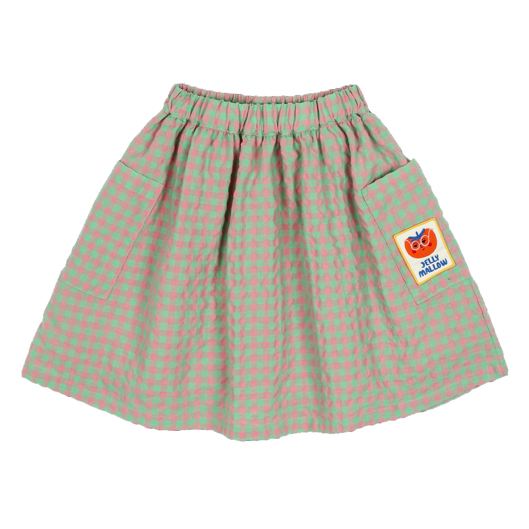 Girls Green Check Cotton Skirt