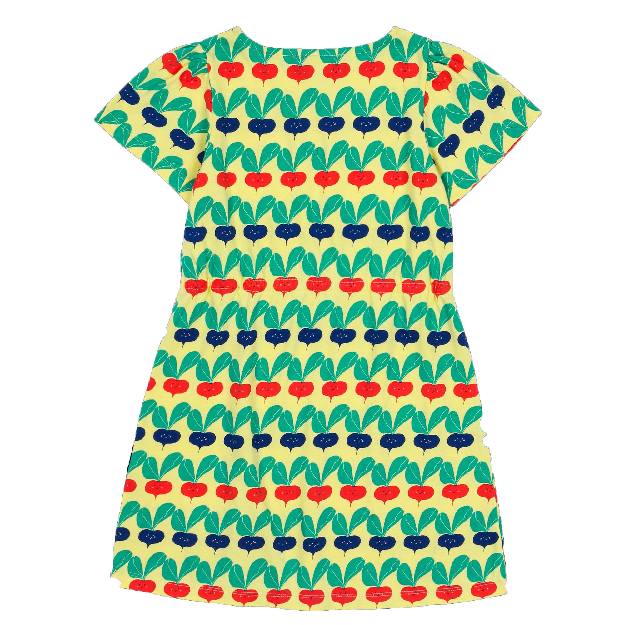 Girls Yellow Printed Radish Cotton Dress