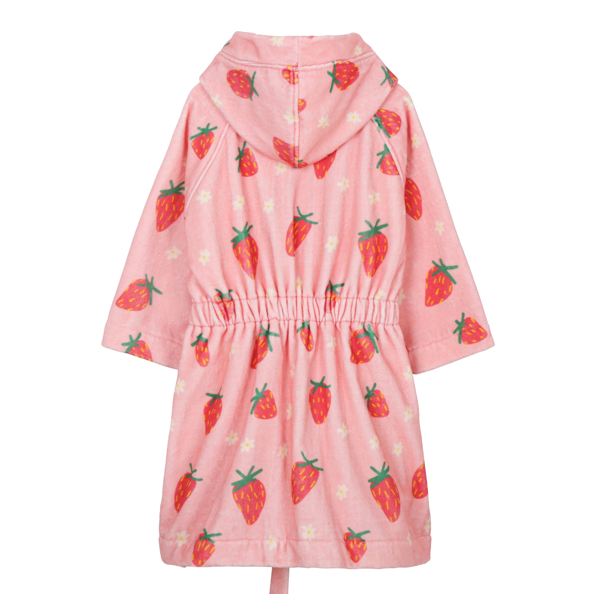 Girls Pink Strawberry Bathrobe