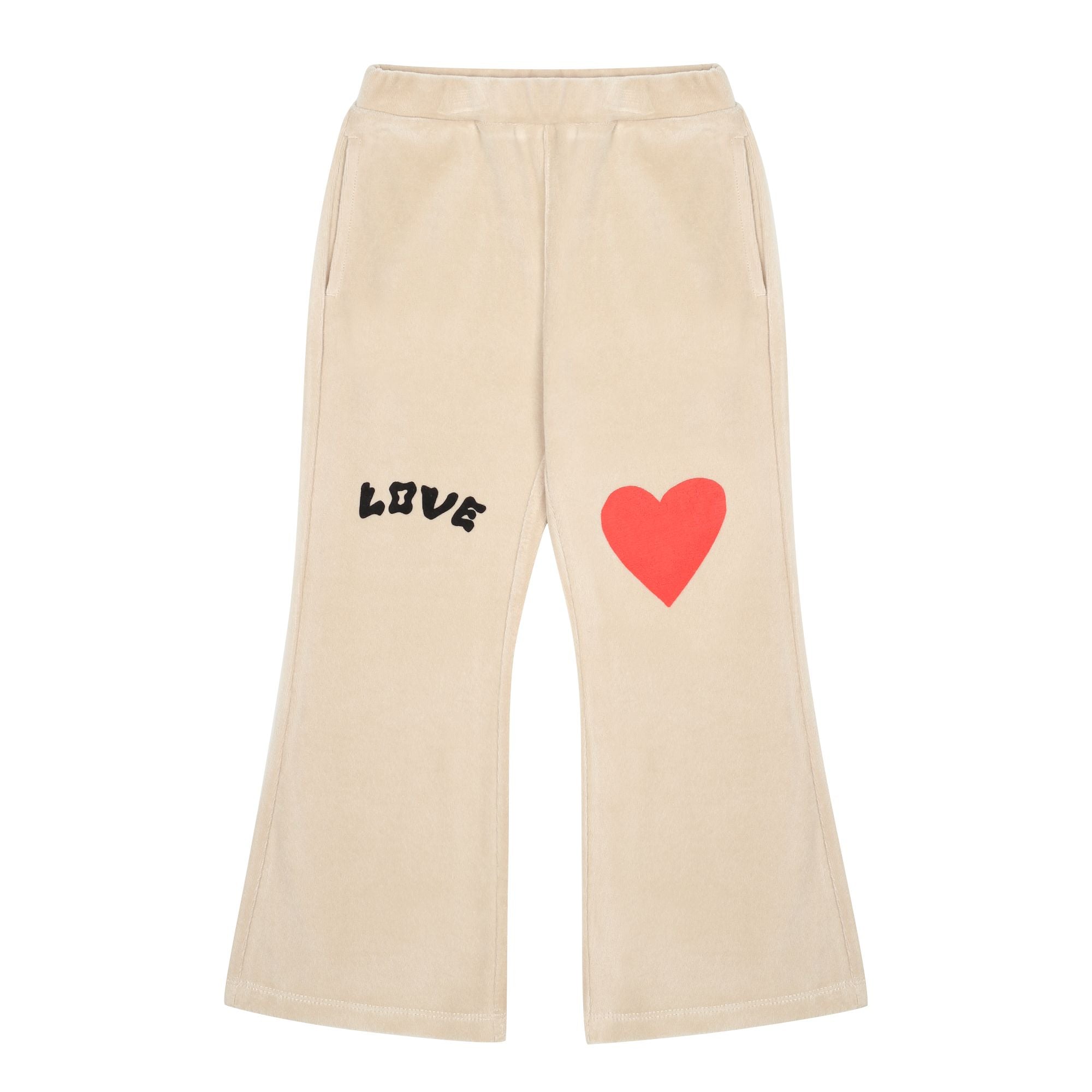 Girls Beige Velvet Flare Trousers