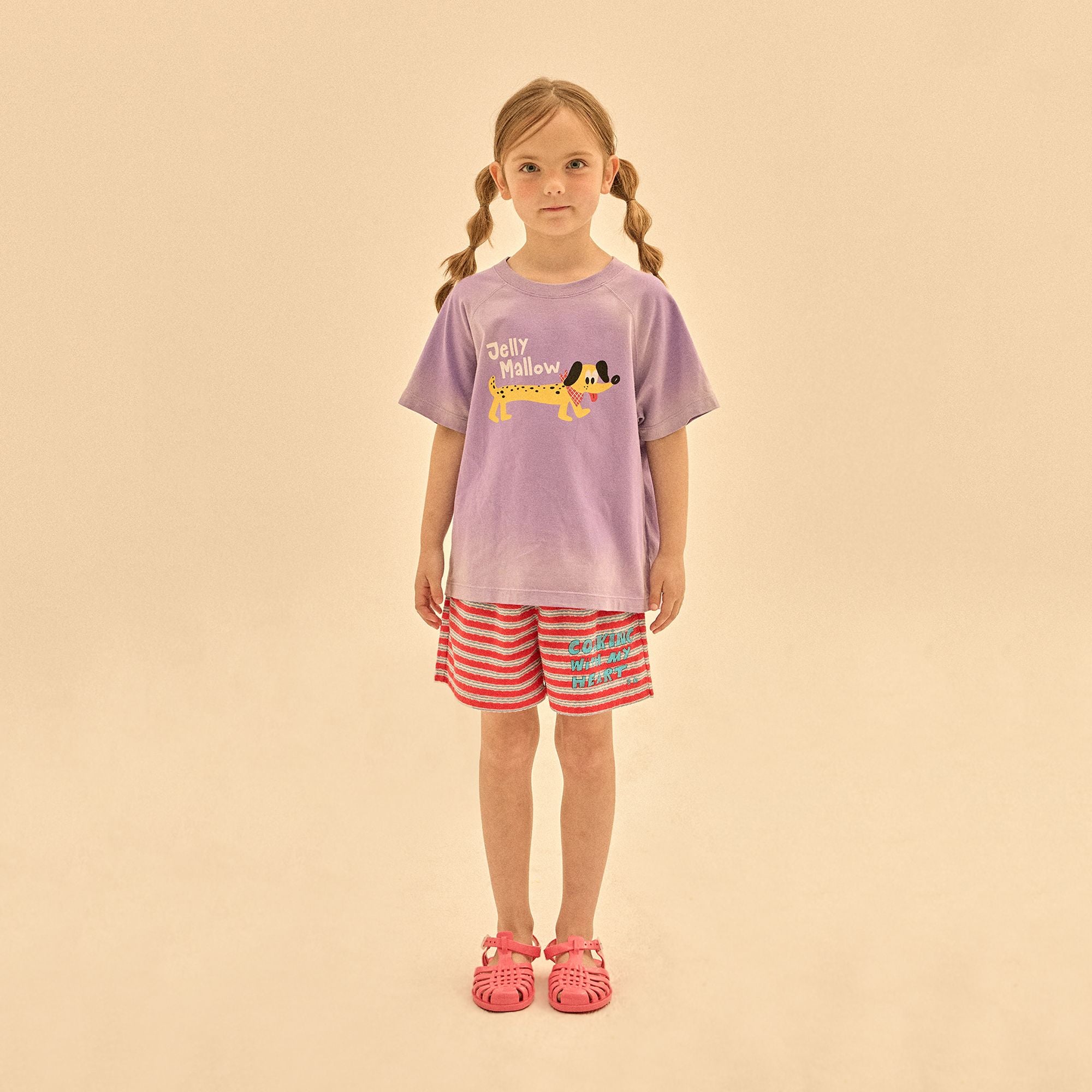 Boys & Girls Purple Printed Cotton T-Shirt