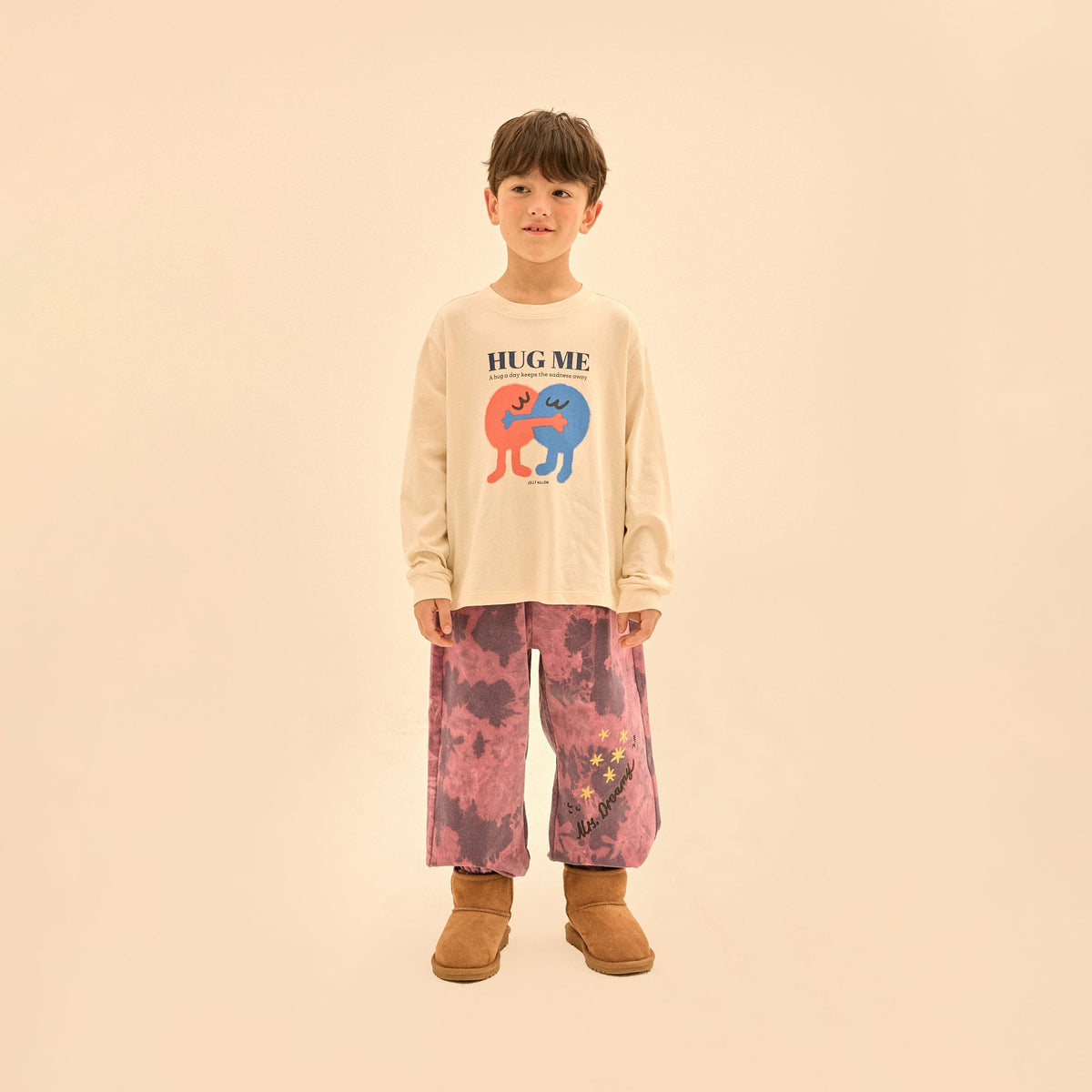 Boys & Girls White Printed Cotton Long Sleeves T-Shirt