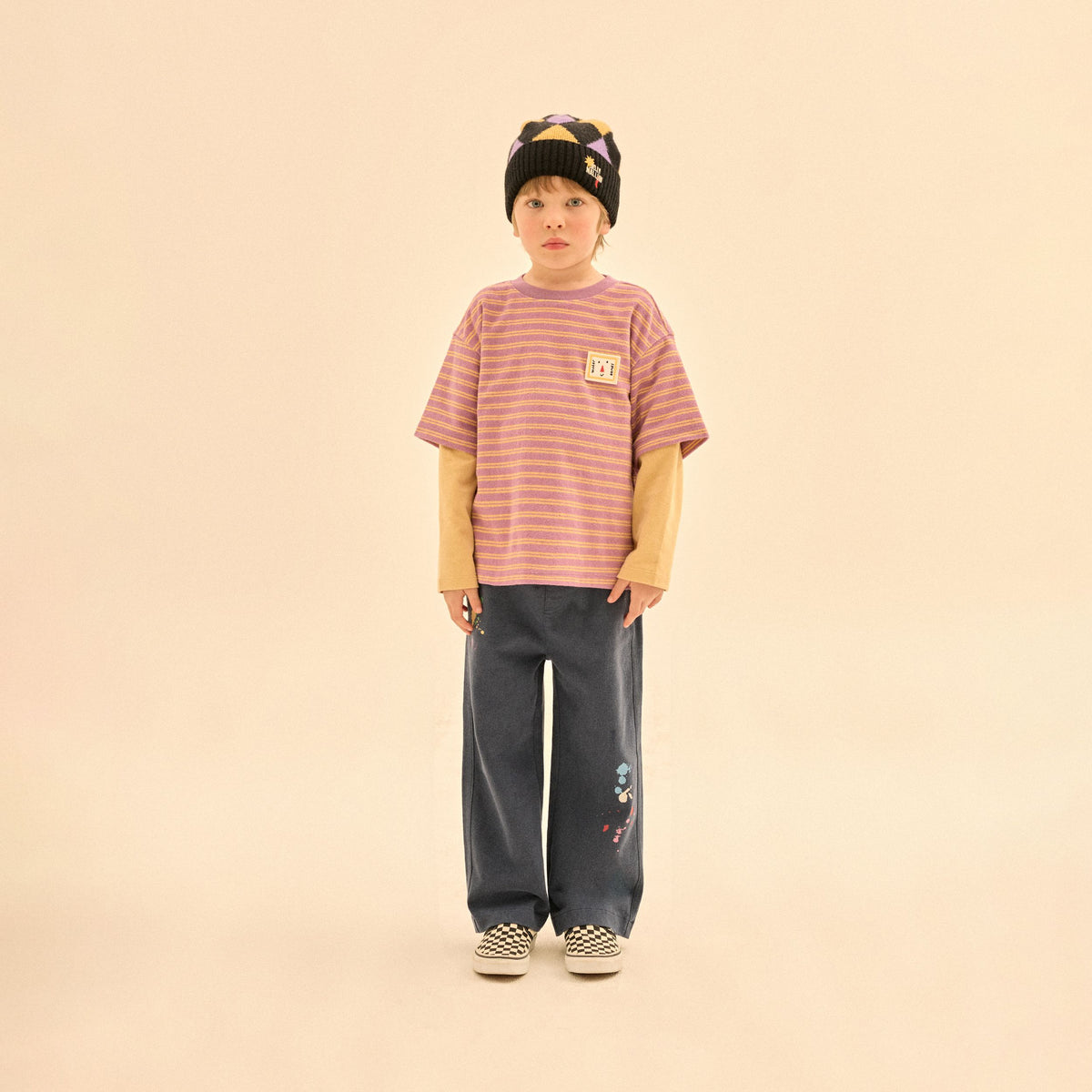 Boys & Girls Purple Stripes Cotton Long Sleeves T-Shirt