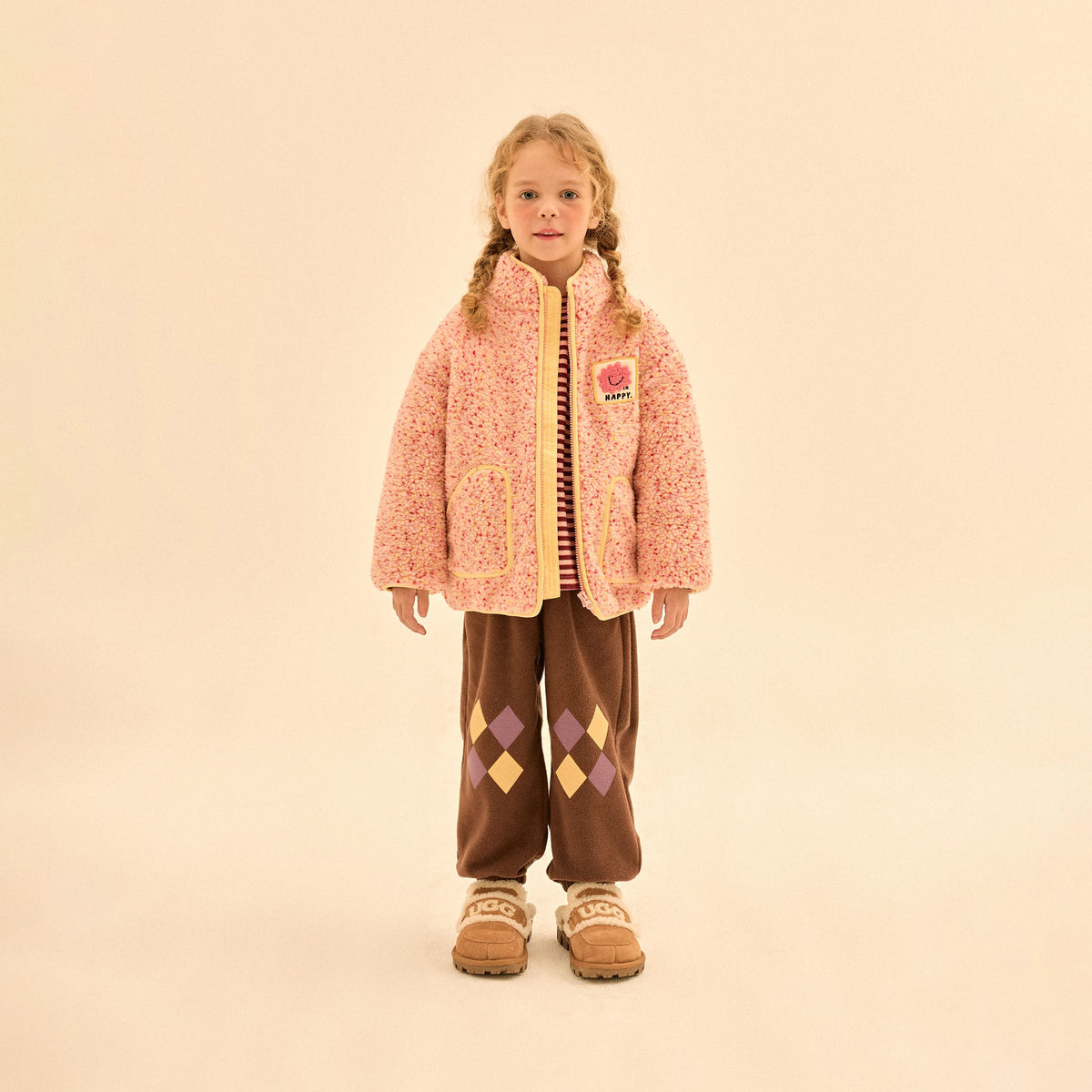 Girls Pink Fleece Padded Jacket