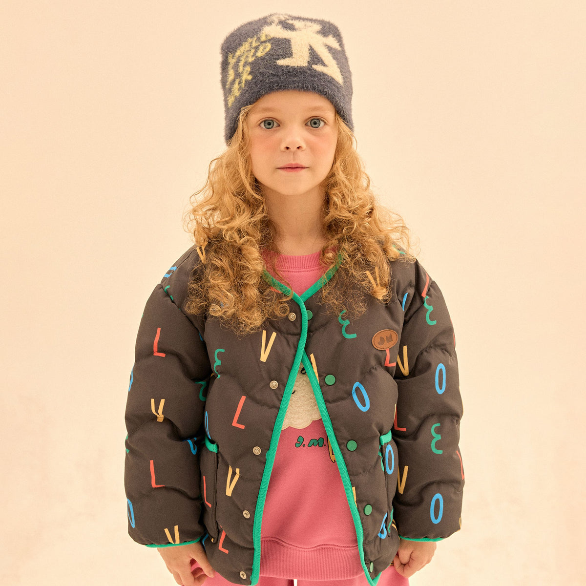 Boys & Girls Navy Jacquard Knit Hat