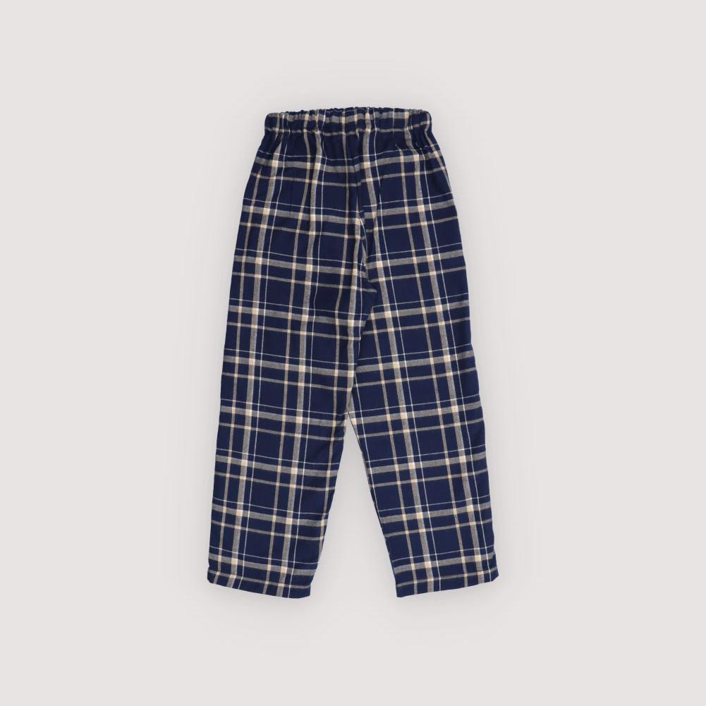 Boys & Girls Blue Check Cotton Trousers