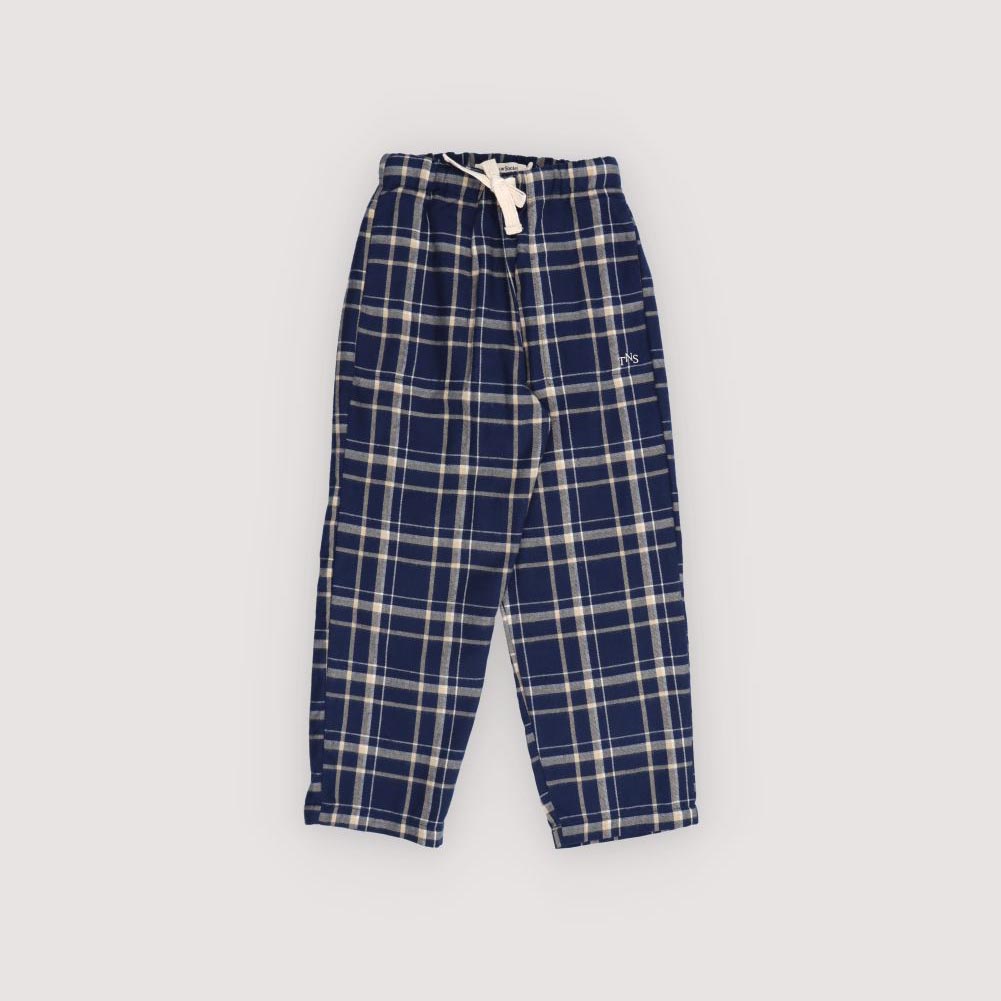 Boys & Girls Blue Check Cotton Trousers
