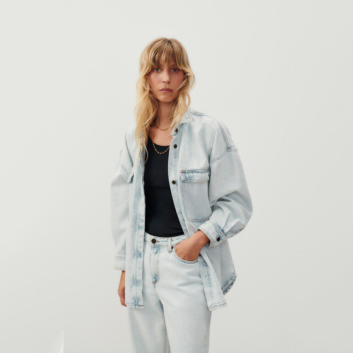 Women Light Blue Denim Shirt