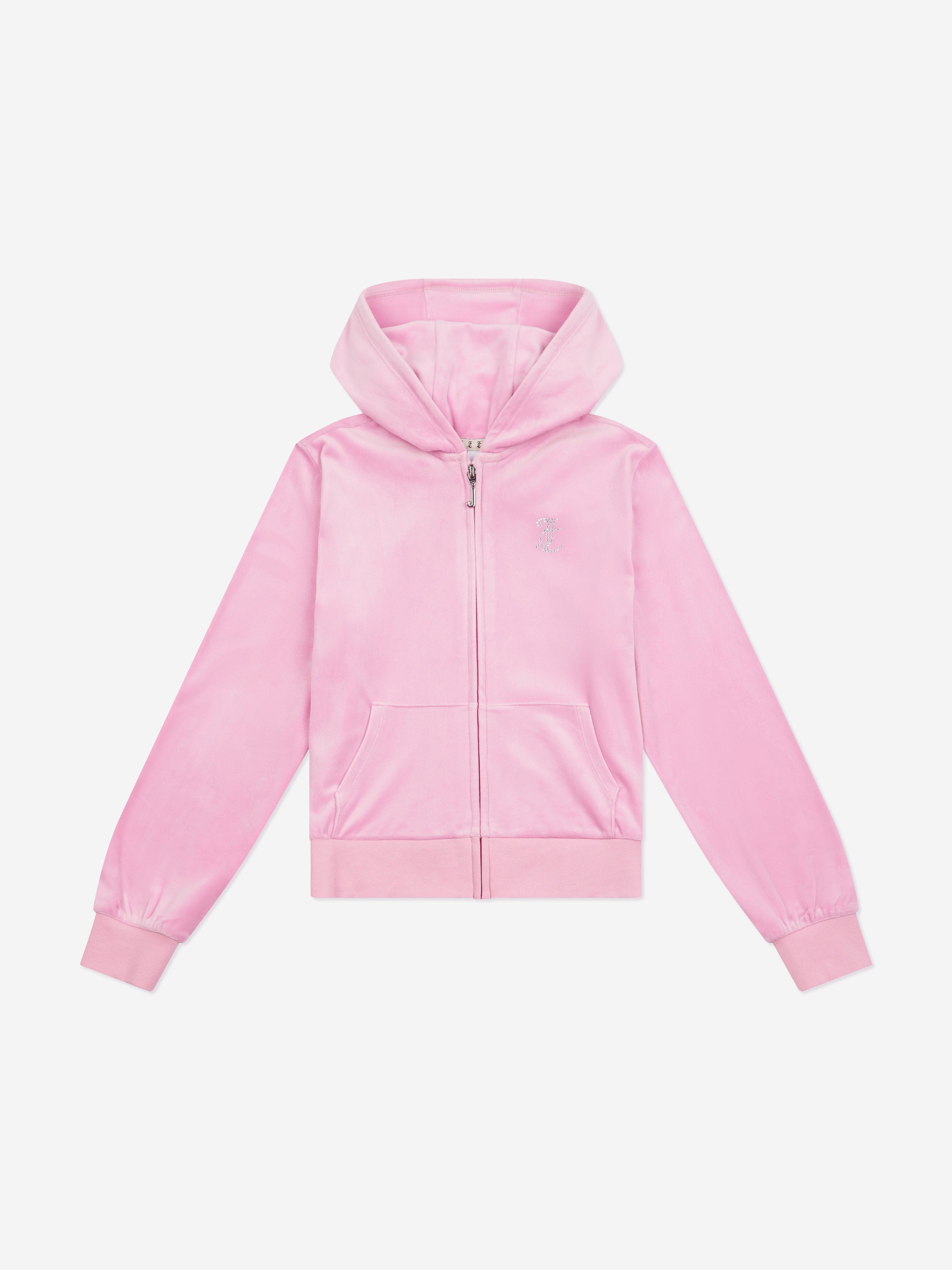 Juicy Couture Girls Diamante Logo Zip Up Top in Pink