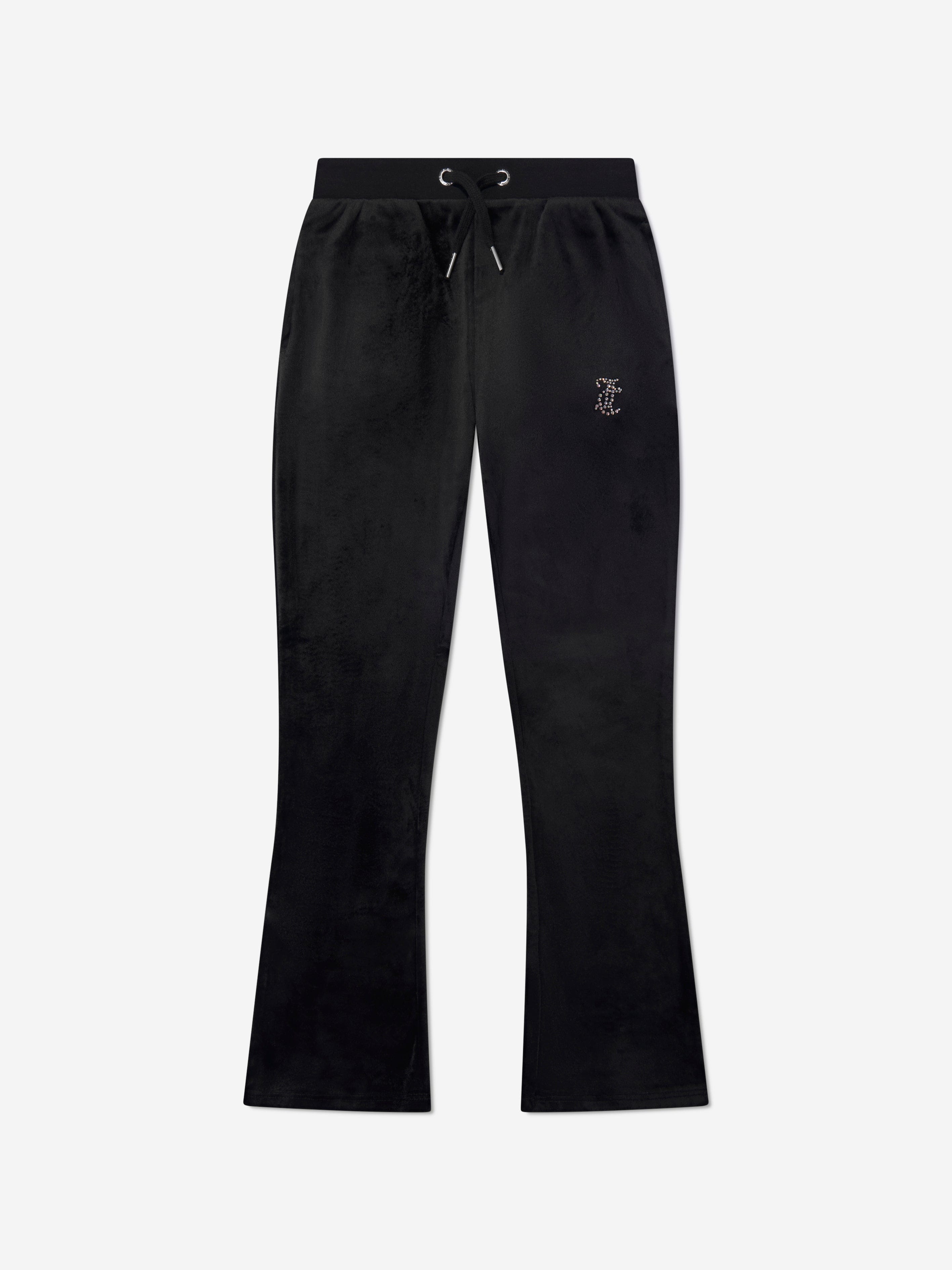 Juicy Couture Girls Diamante Logo Bootcut Joggers in Black