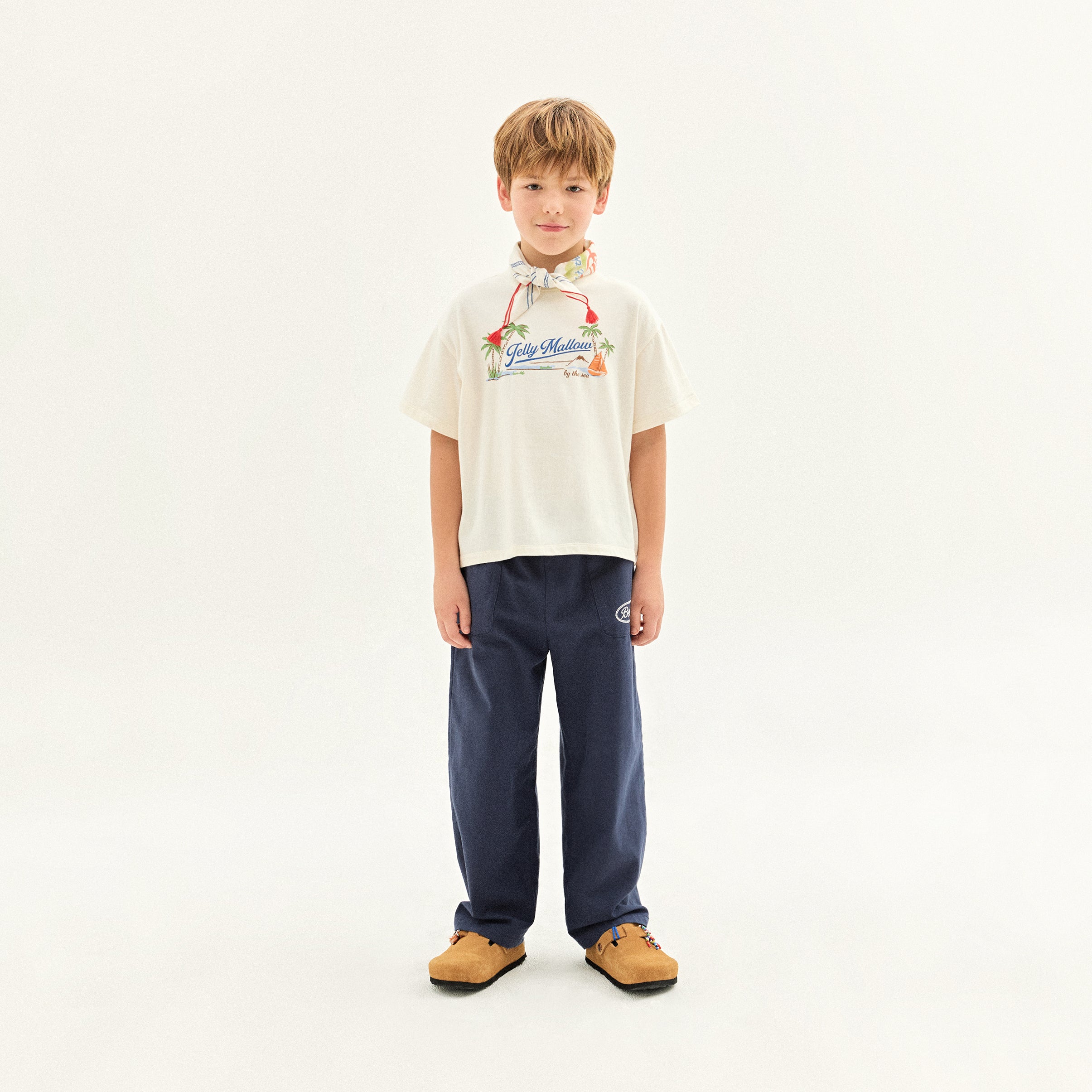 Boys & Girls White Printed Cotton T-Shirt