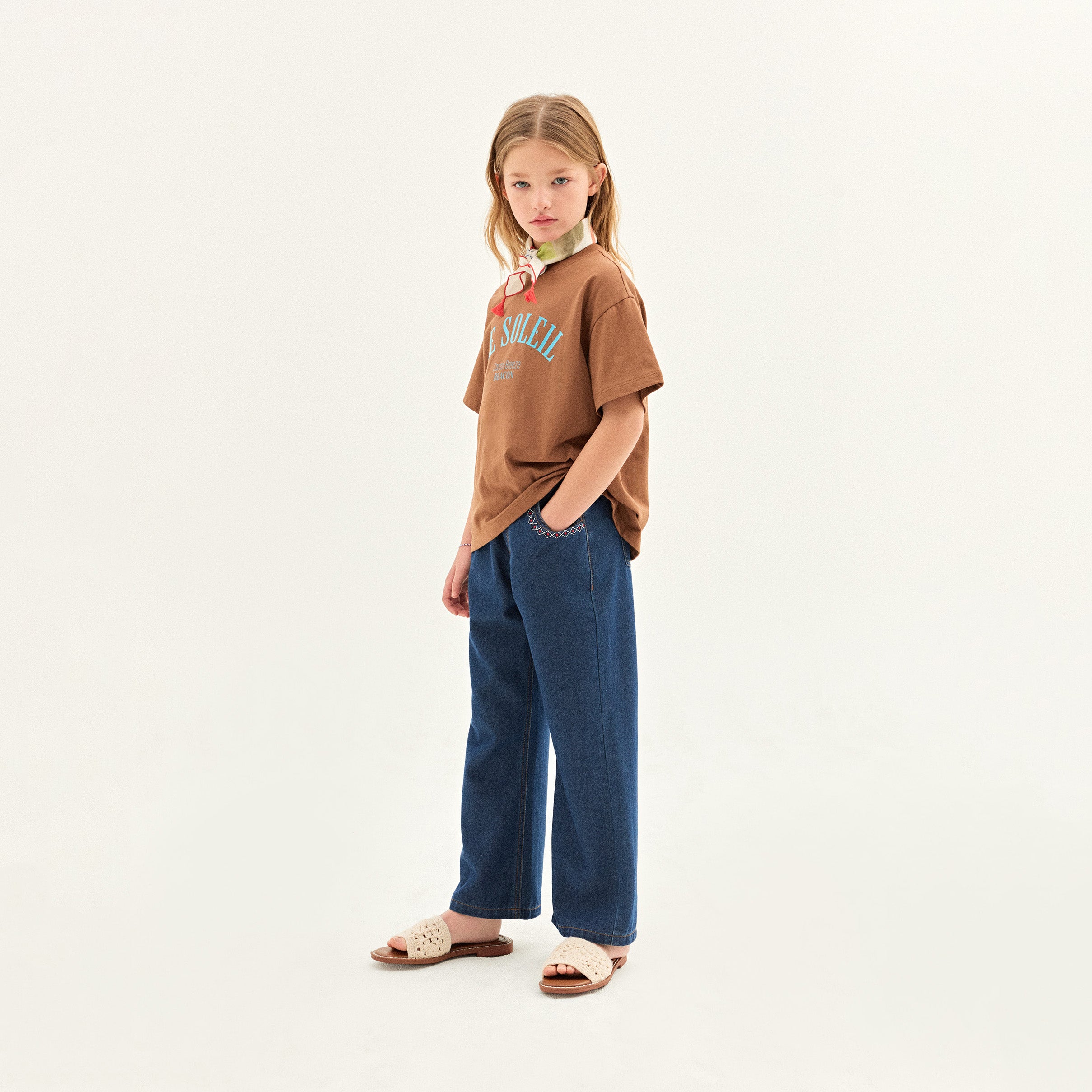 Boys & Girls Brown Logo Cotton T-Shirt
