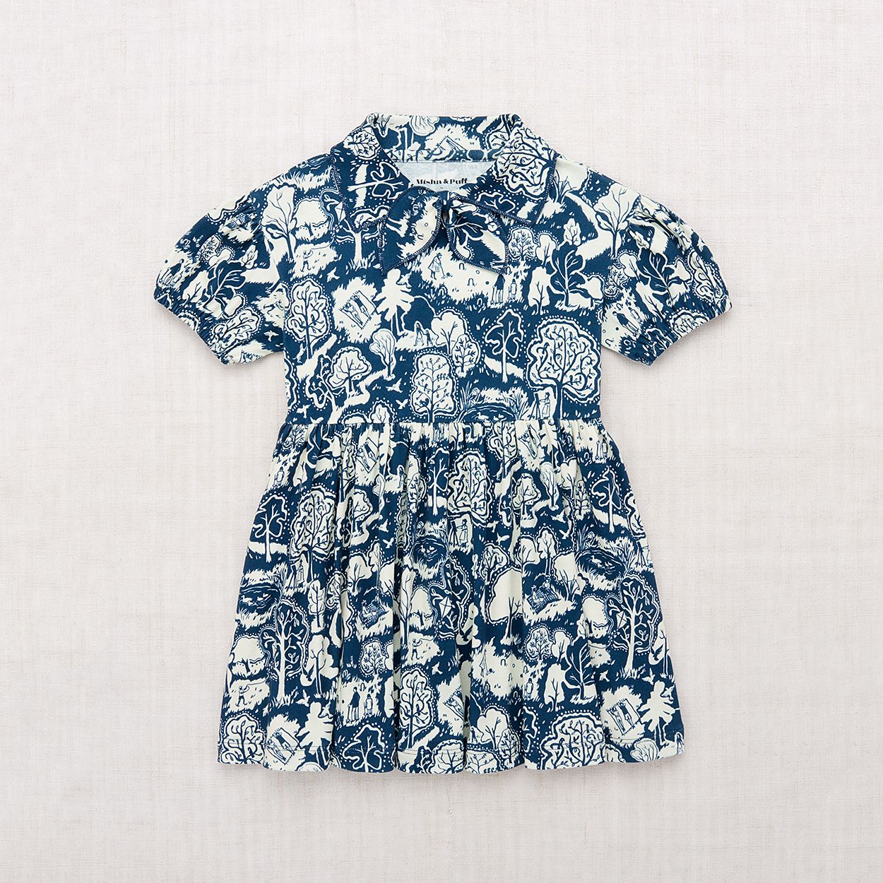 Girls Blue Printed Cotton Dress