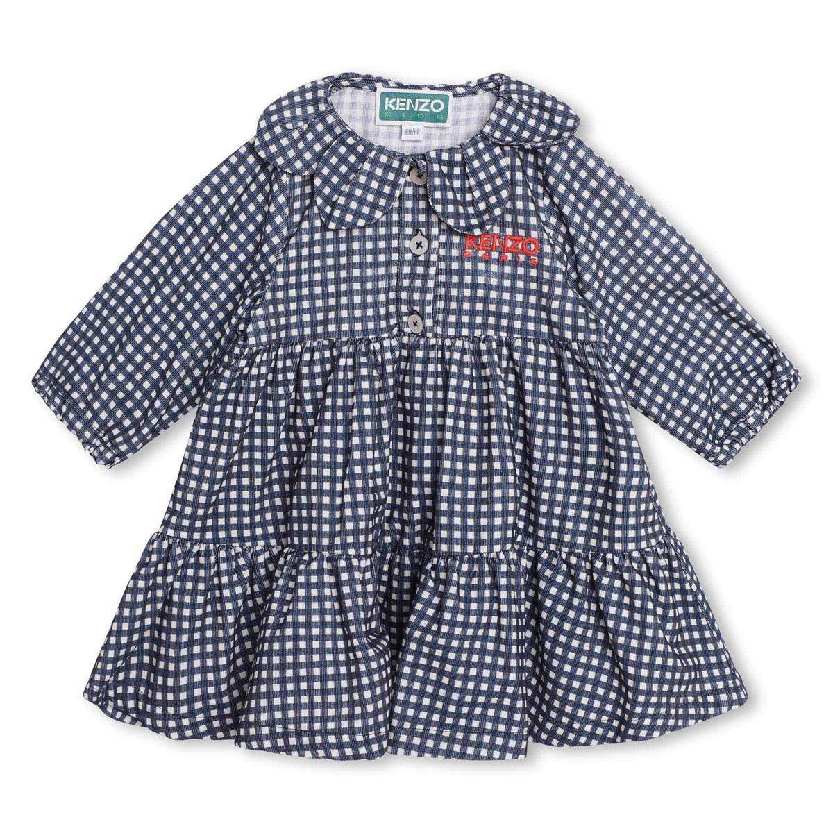 Baby Girls Blue Check Cotton Dress