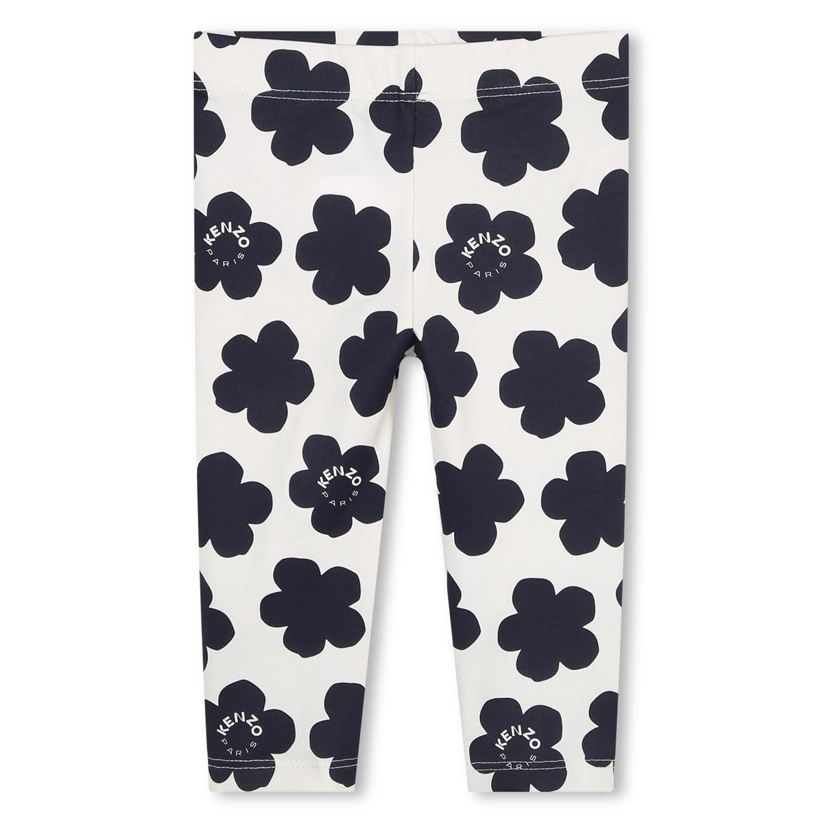 Baby Girls White Flower Leggings