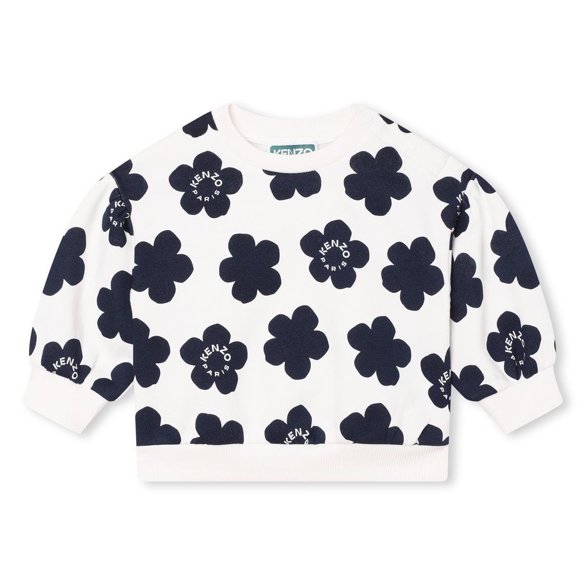 Baby Girls White Flower Cotton Sweatshirt