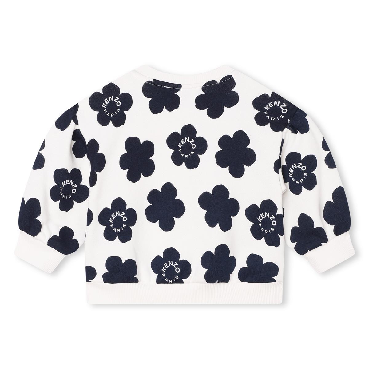 Baby Girls White Flower Cotton Sweatshirt