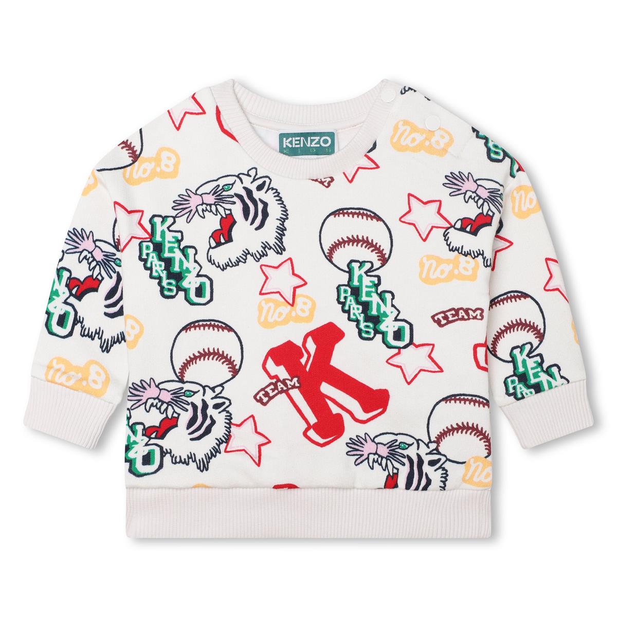 Baby Girls White Printed Cotton Sweatshirt
