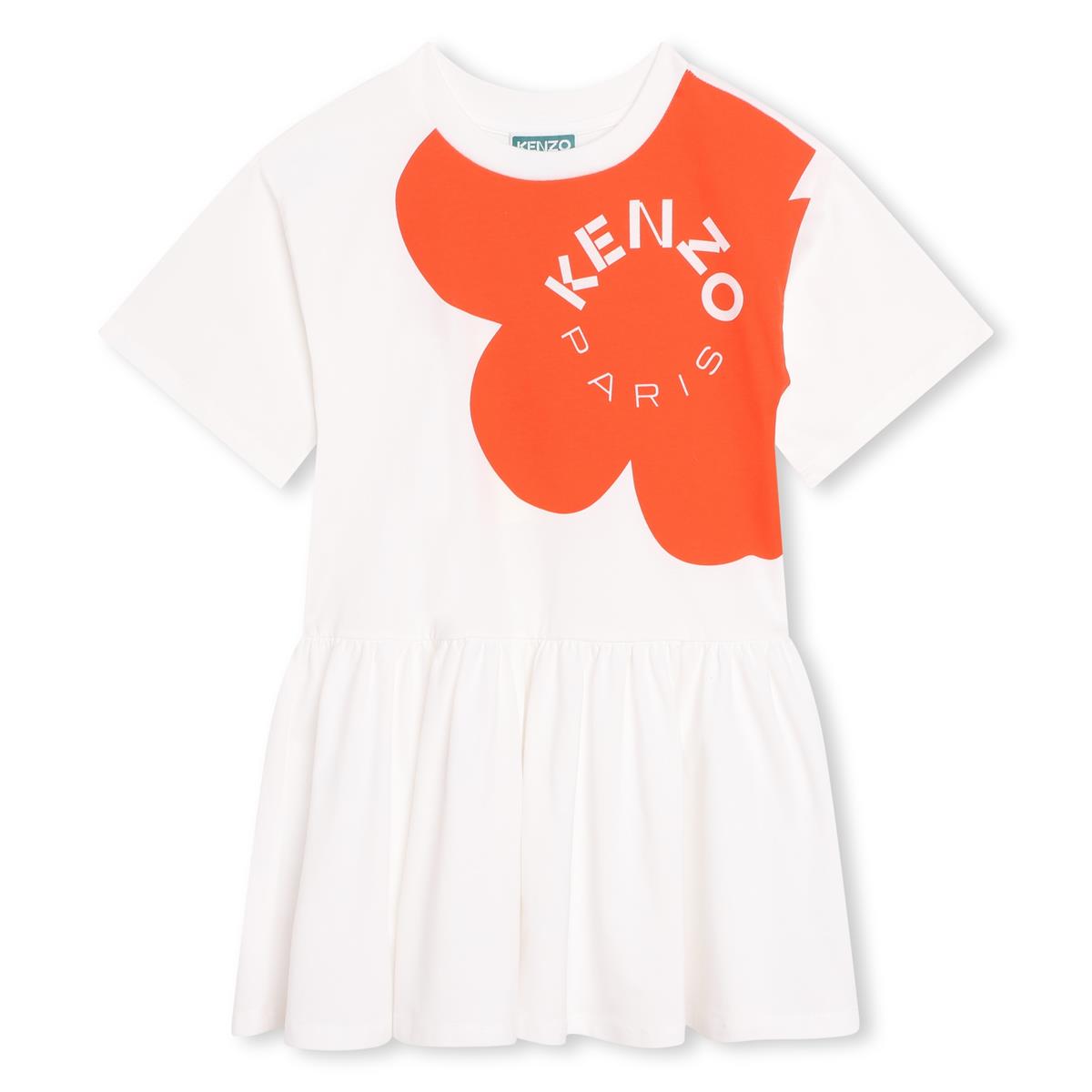 Girls White Logo Cotton Dress