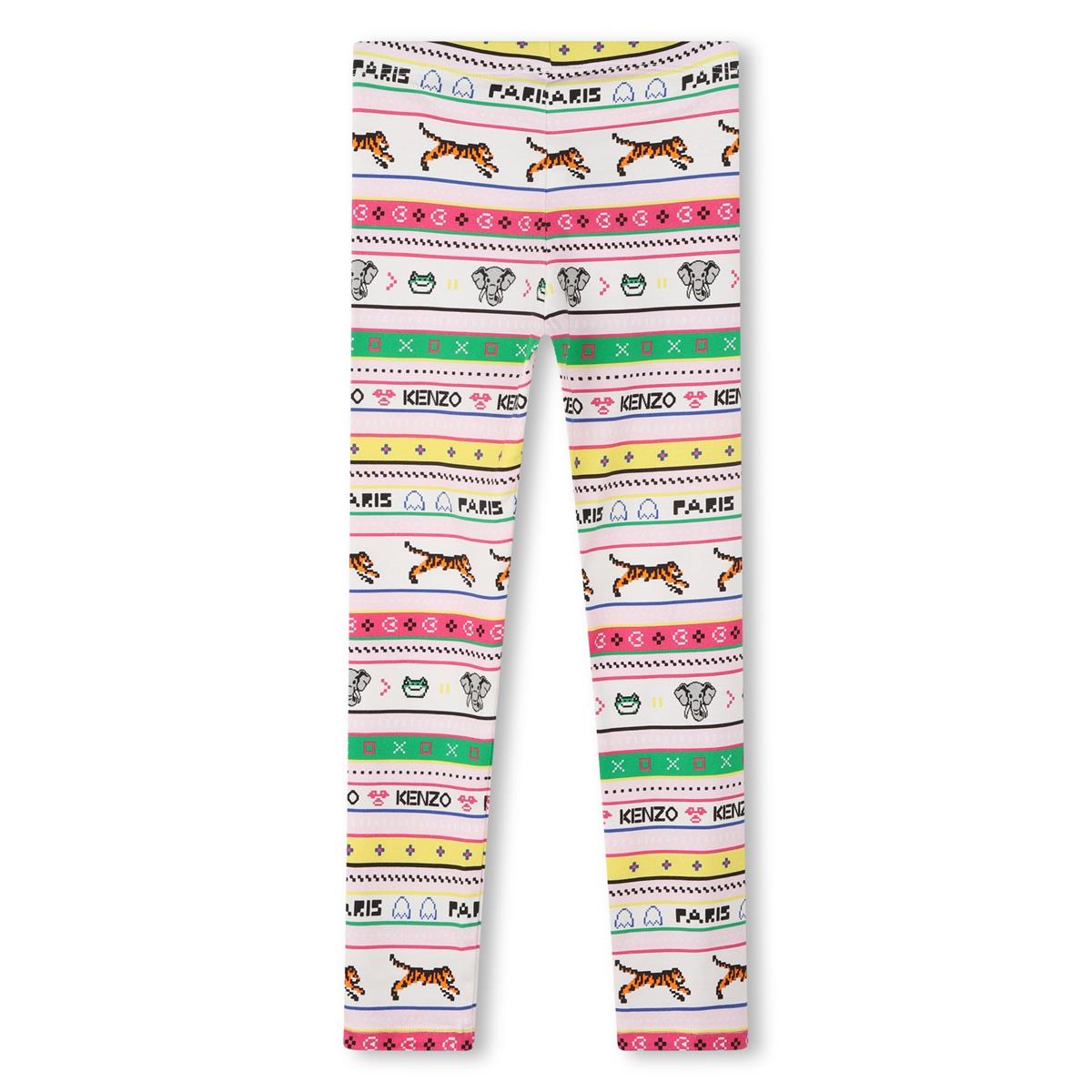 Girls White Tiger Leggings
