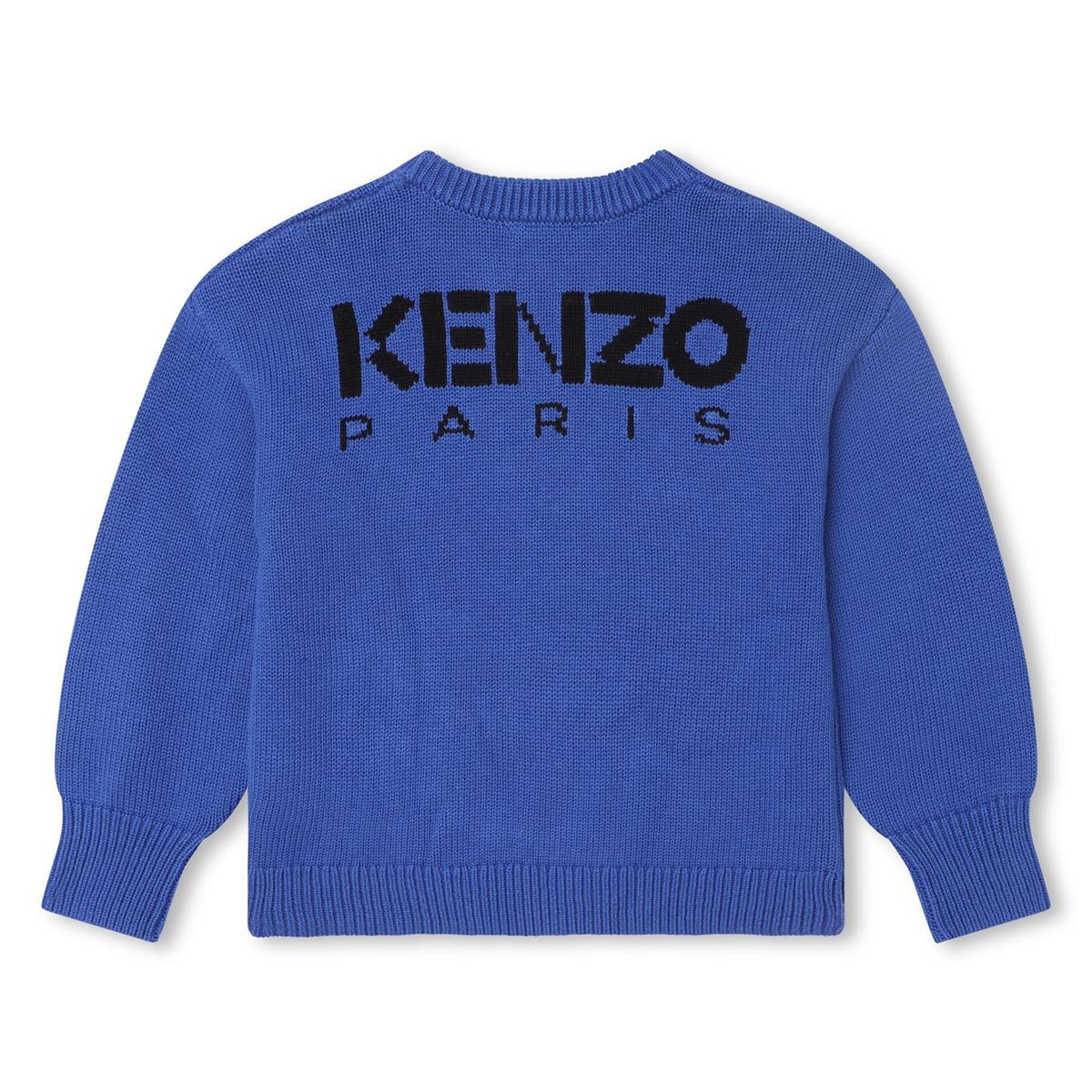 Girls Blue Flower Cotton Sweater