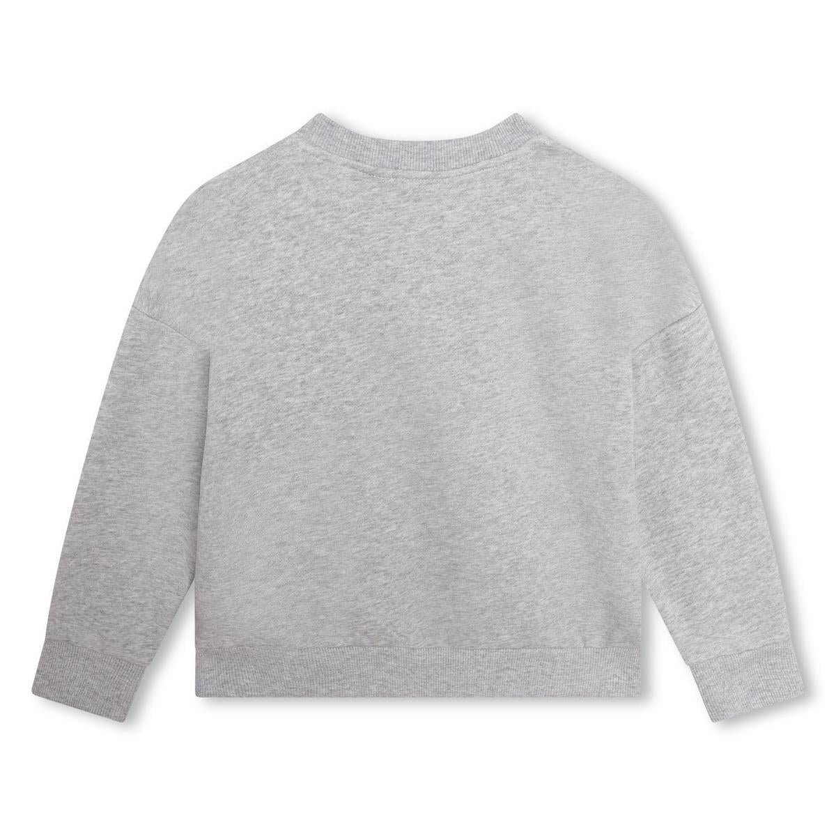 Girls Grey Logo Cotton Sweatshirt