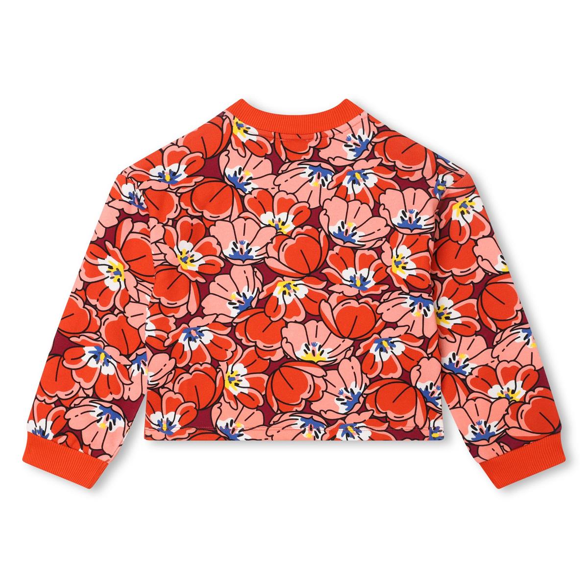 Girls Red Flower Cotton Sweatshirt