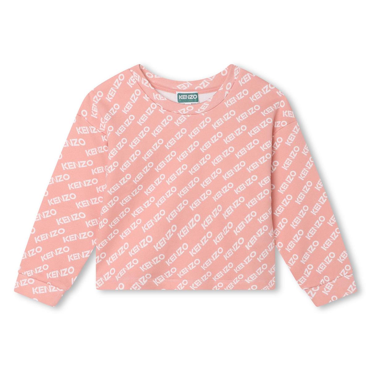 Girls Pink Logo Cotton Sweatshirt