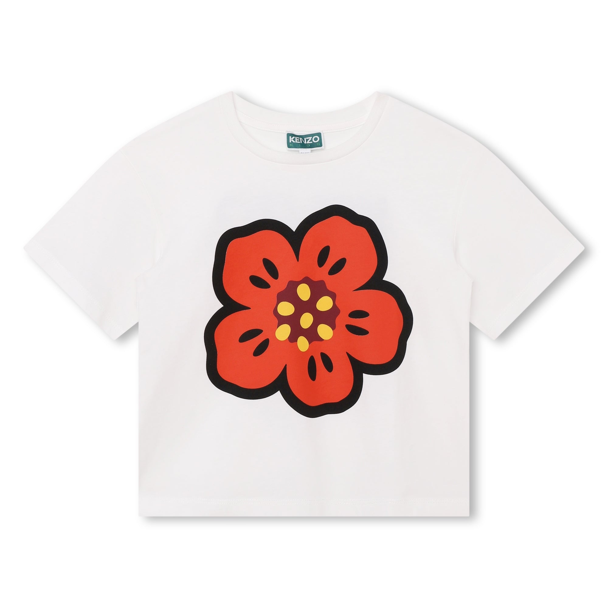 Girls White Printed Cotton T-Shirt