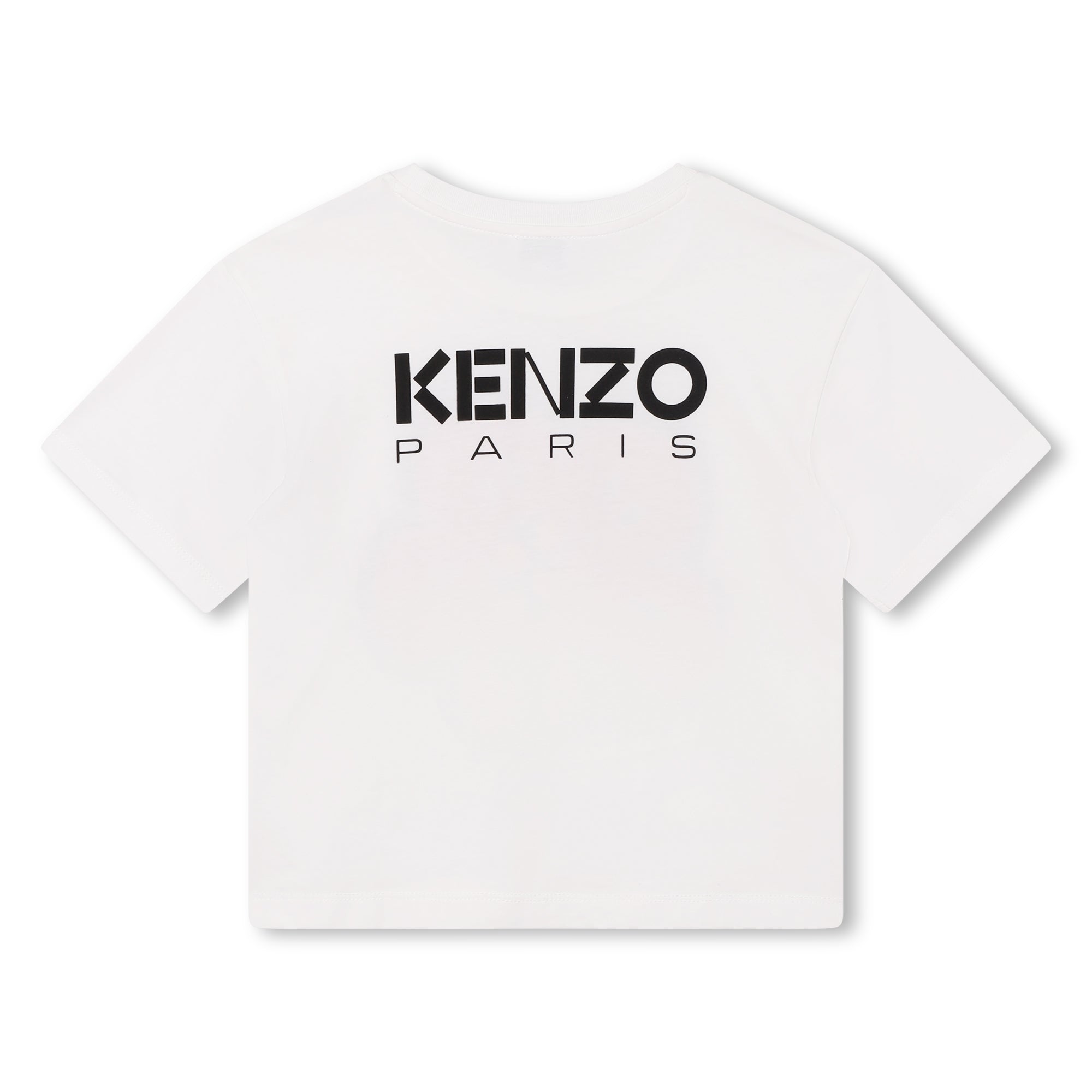 Girls White Printed Cotton T-Shirt