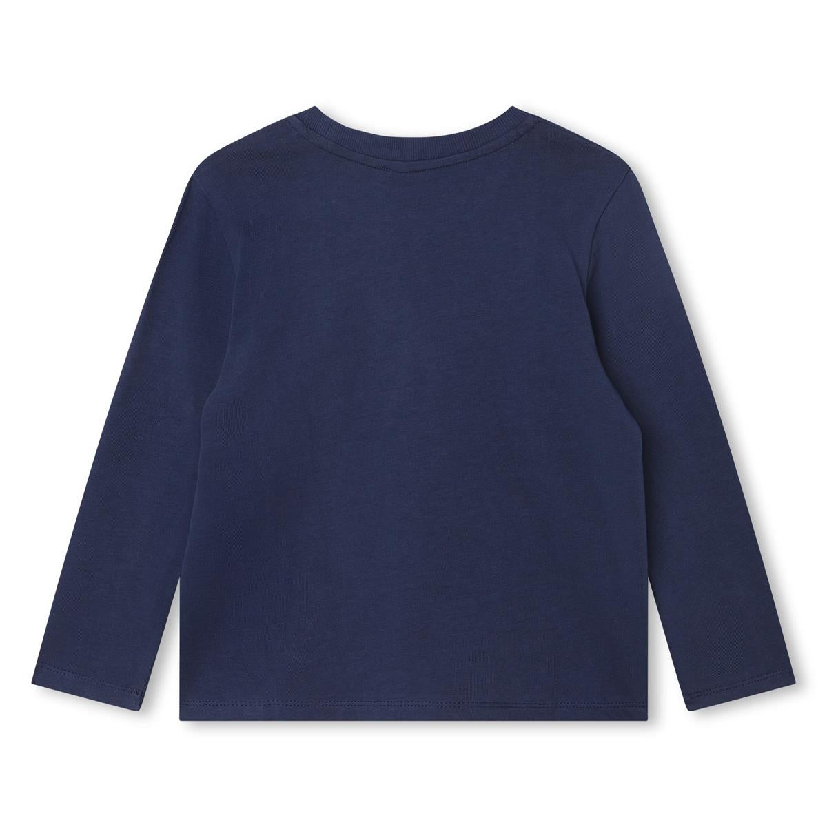 Girls Blue Printed Cotton T-Shirt
