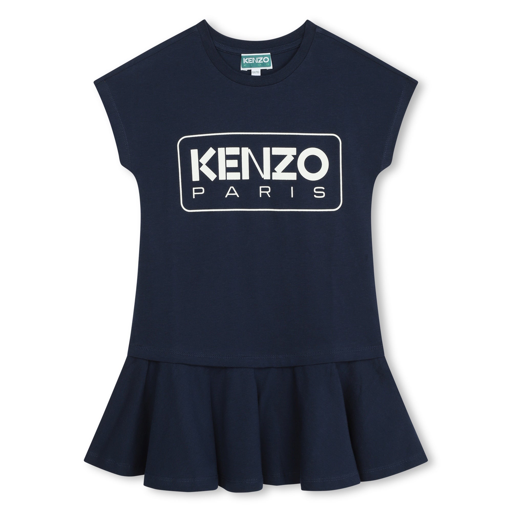 Girls Navy Logo Cotton Dress