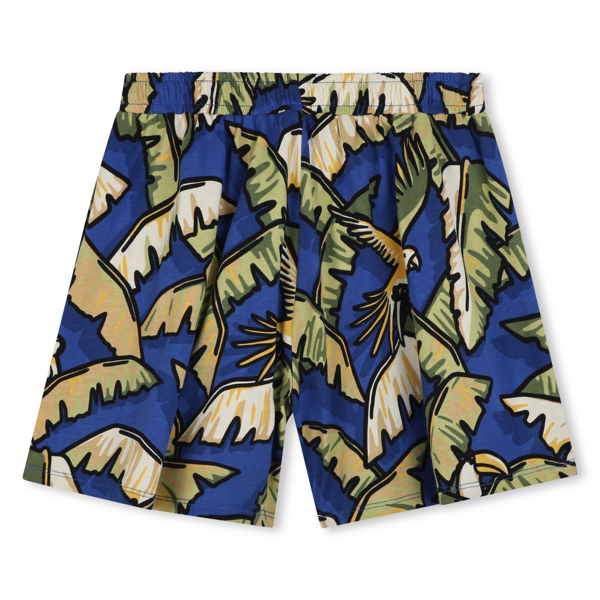 Girls Blue Print Coconut Tree Cotton Shorts