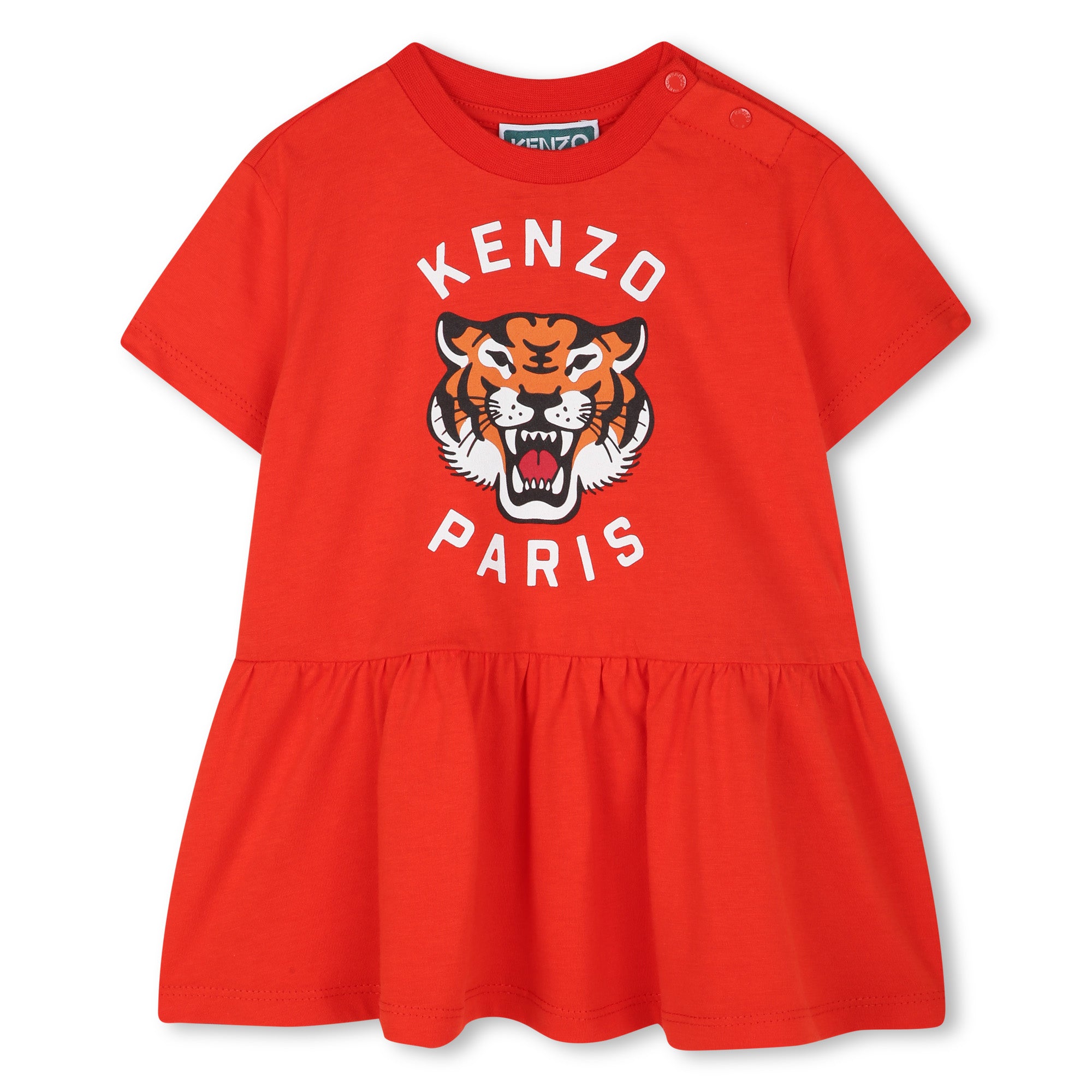 Baby Girls Red Print Logo Cotton Dress
