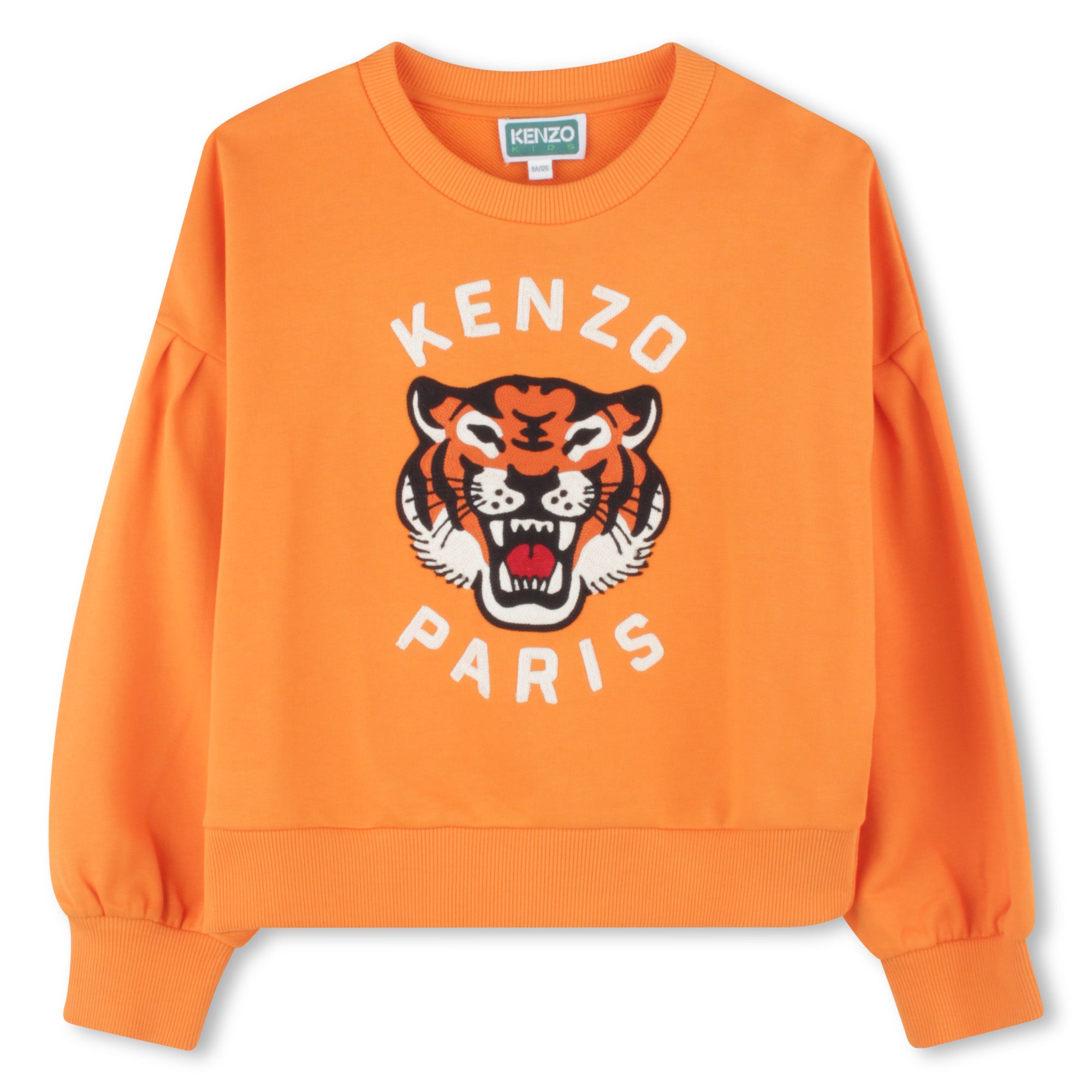 Girls Orange Print Logo Cotton Sweatshirt