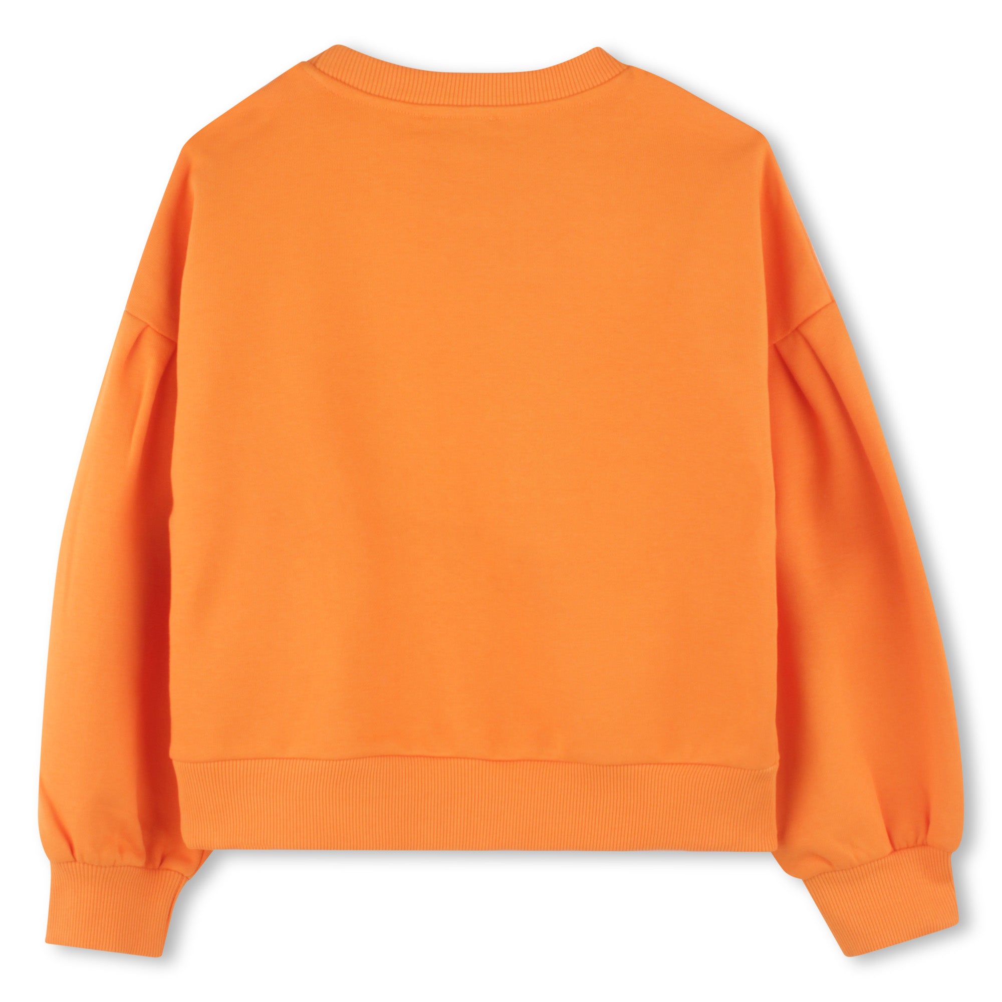 Girls Orange Print Logo Cotton Sweatshirt