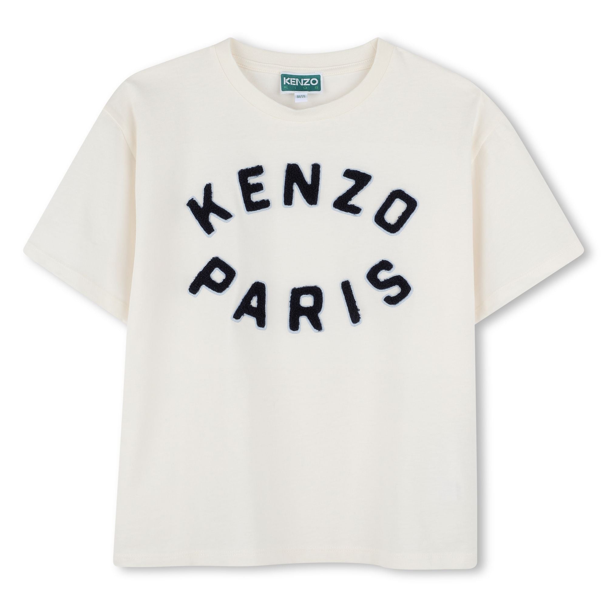 Boys & Girls Ivory Print Logo Cotton T-Shirt