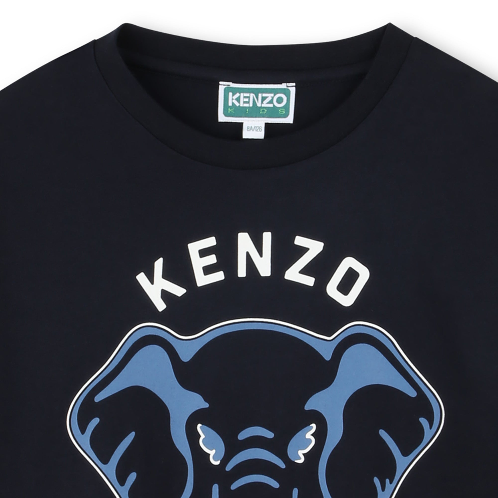 Boys Dark Blue Elephant Printed Cotton T-Shirt