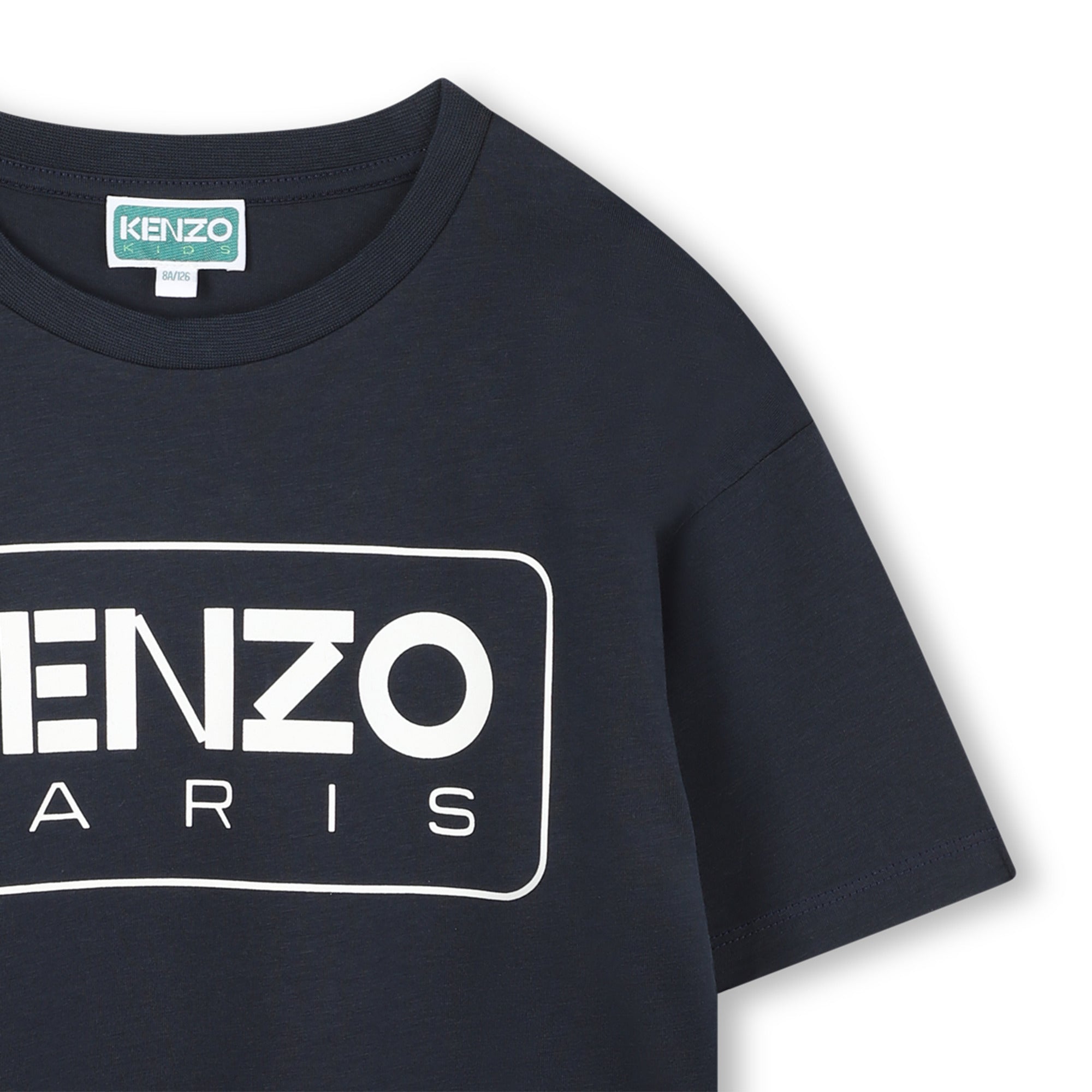 Boys & Girls Dark Blue Logo Cotton T-Shirt